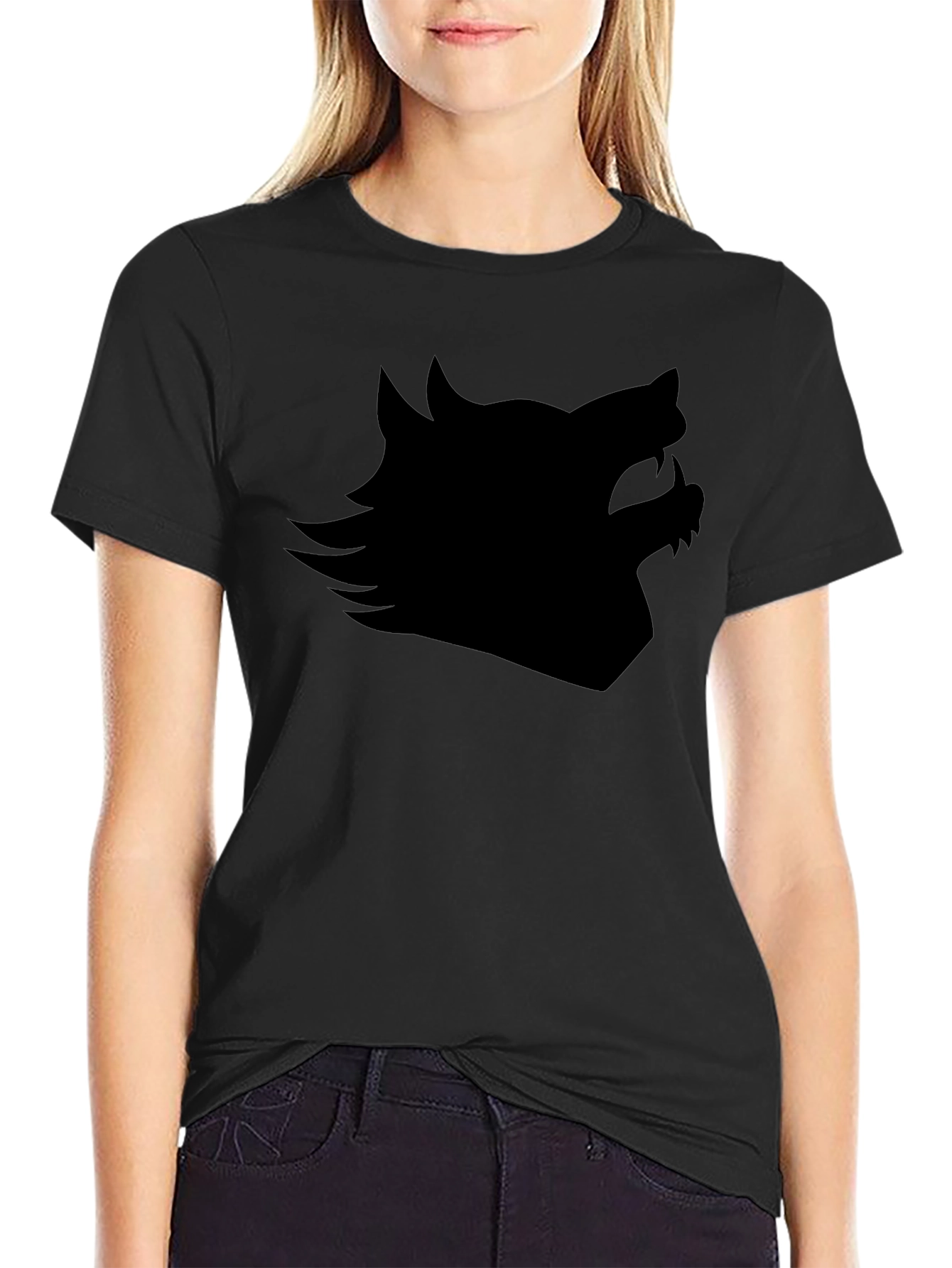 Black Black Wolf Silhouette Graphic Tee view 2