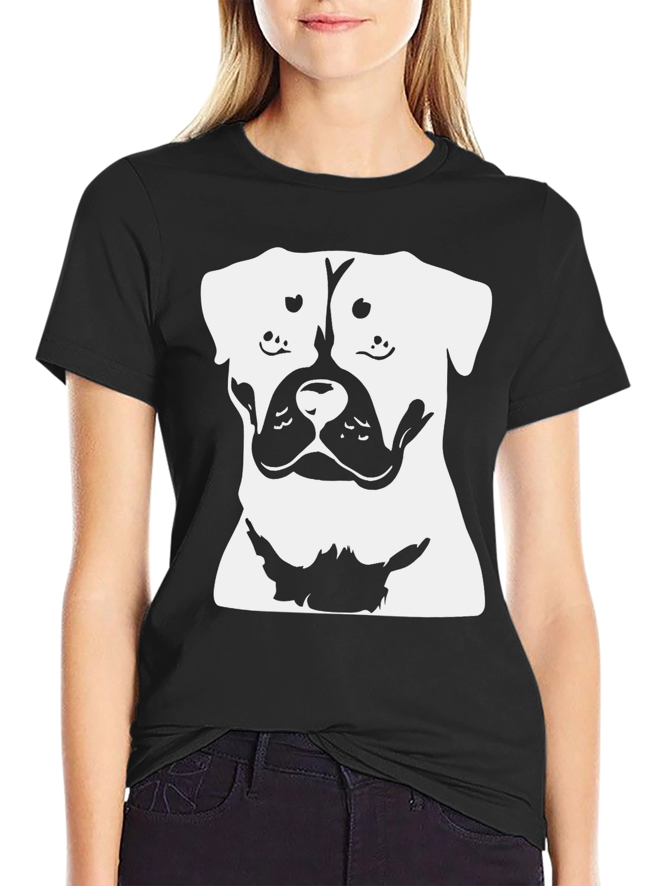 Black Dog Graphic T-Shirt - Black Cotton Blend view 2