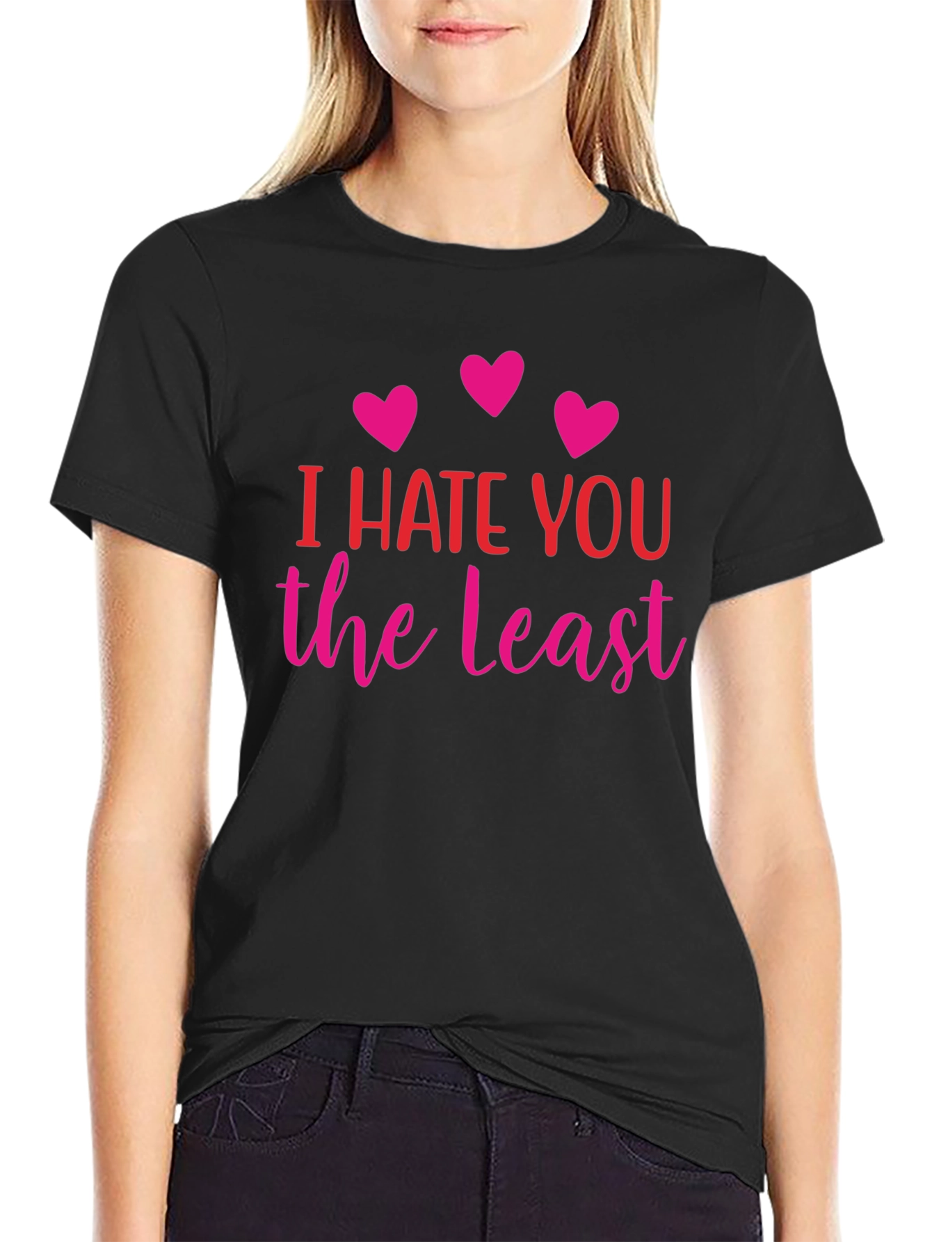 Black I Hate You The Least Graphic T-Shirt view 2
