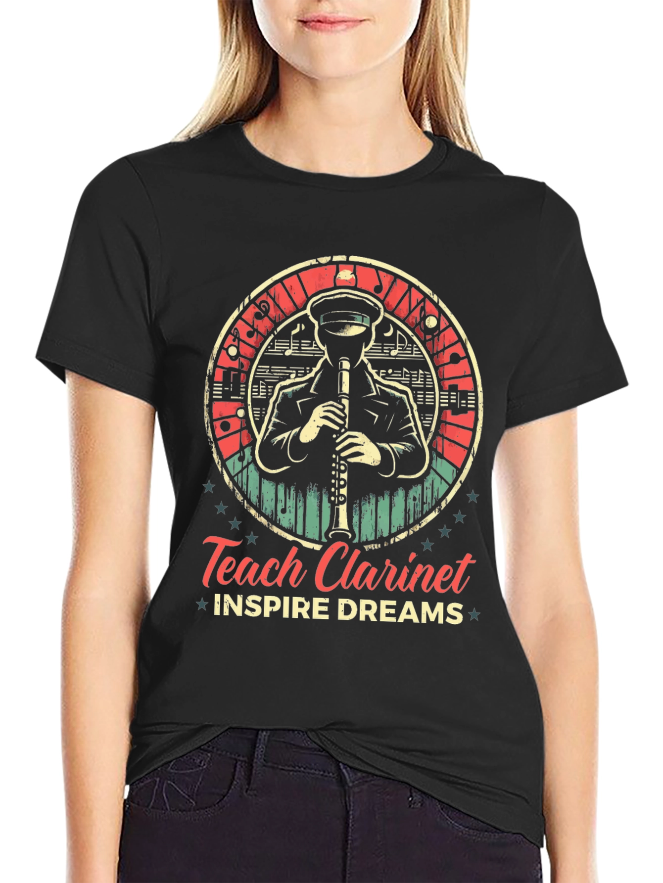 Black Teach Clarinet Inspire Dreams T-Shirt view 2