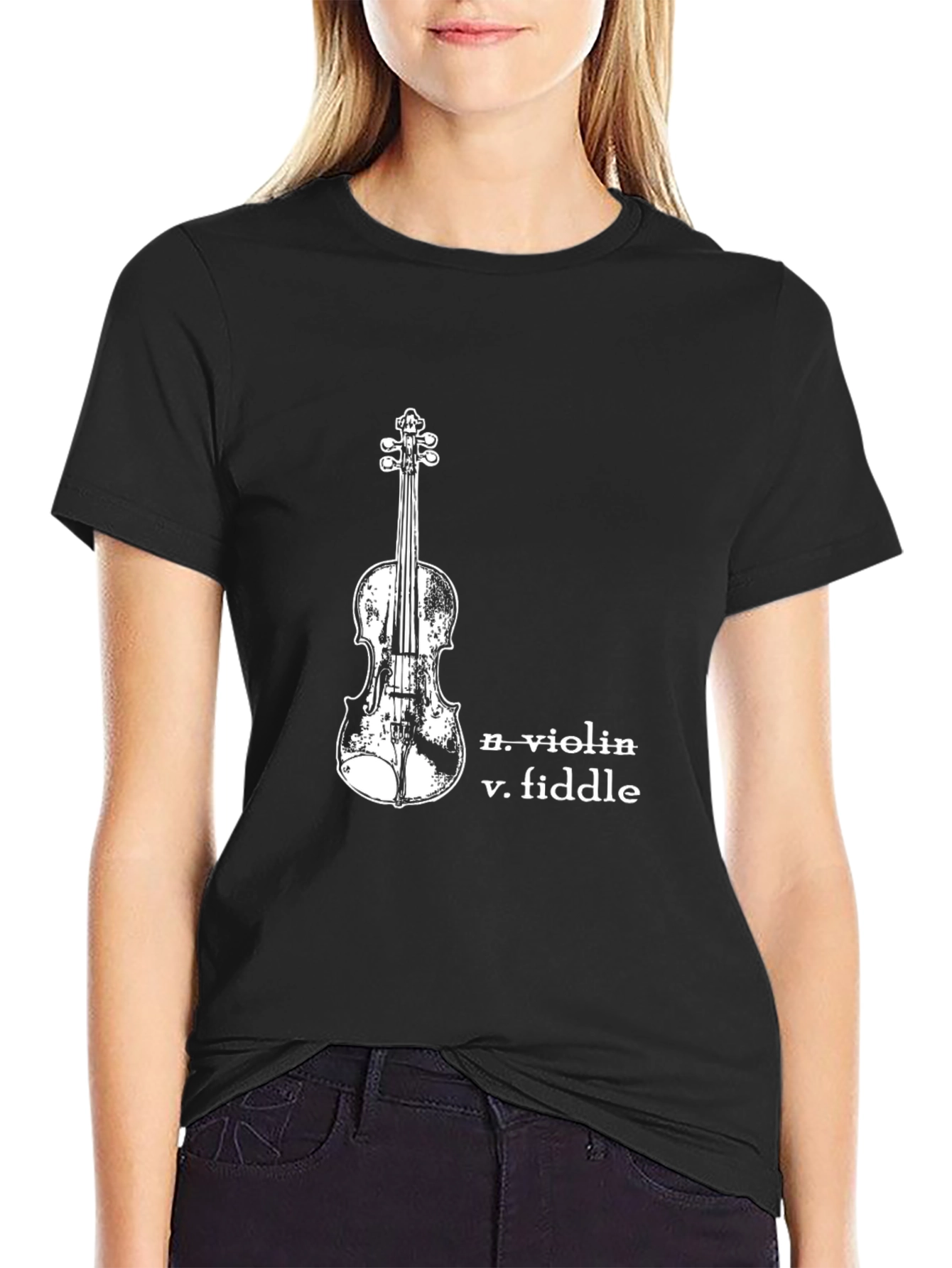 Black Violin Fiddle Graphic T-Shirt - Musician Tee view 2