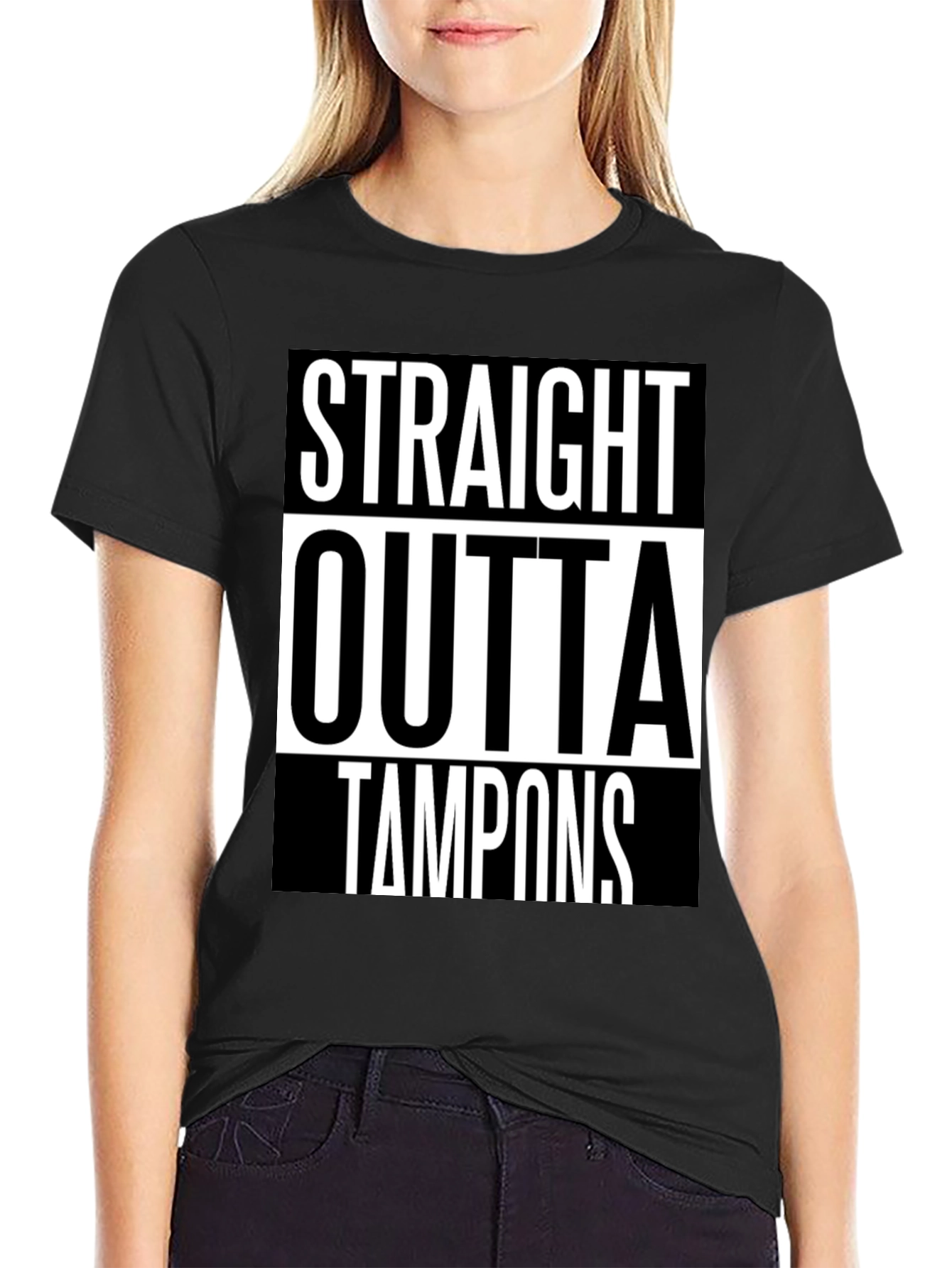 Black Straight Outta Tampons Graphic Tee view 2