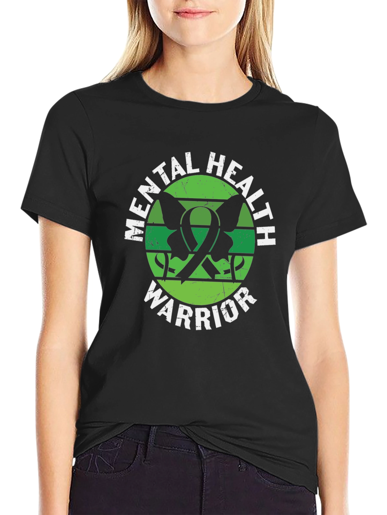 Black Mental Health Warrior Graphic Tee - Support Awareness view 2