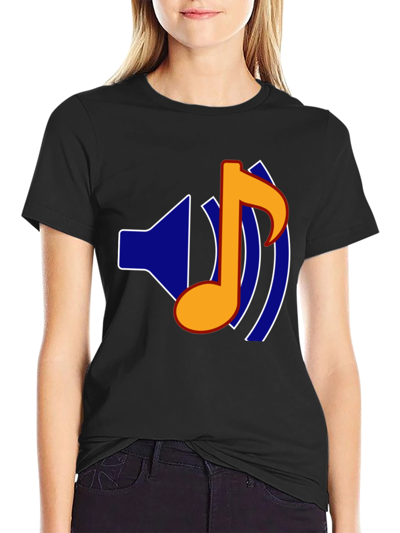 Black Music Note Graphic Black T-Shirt view 2