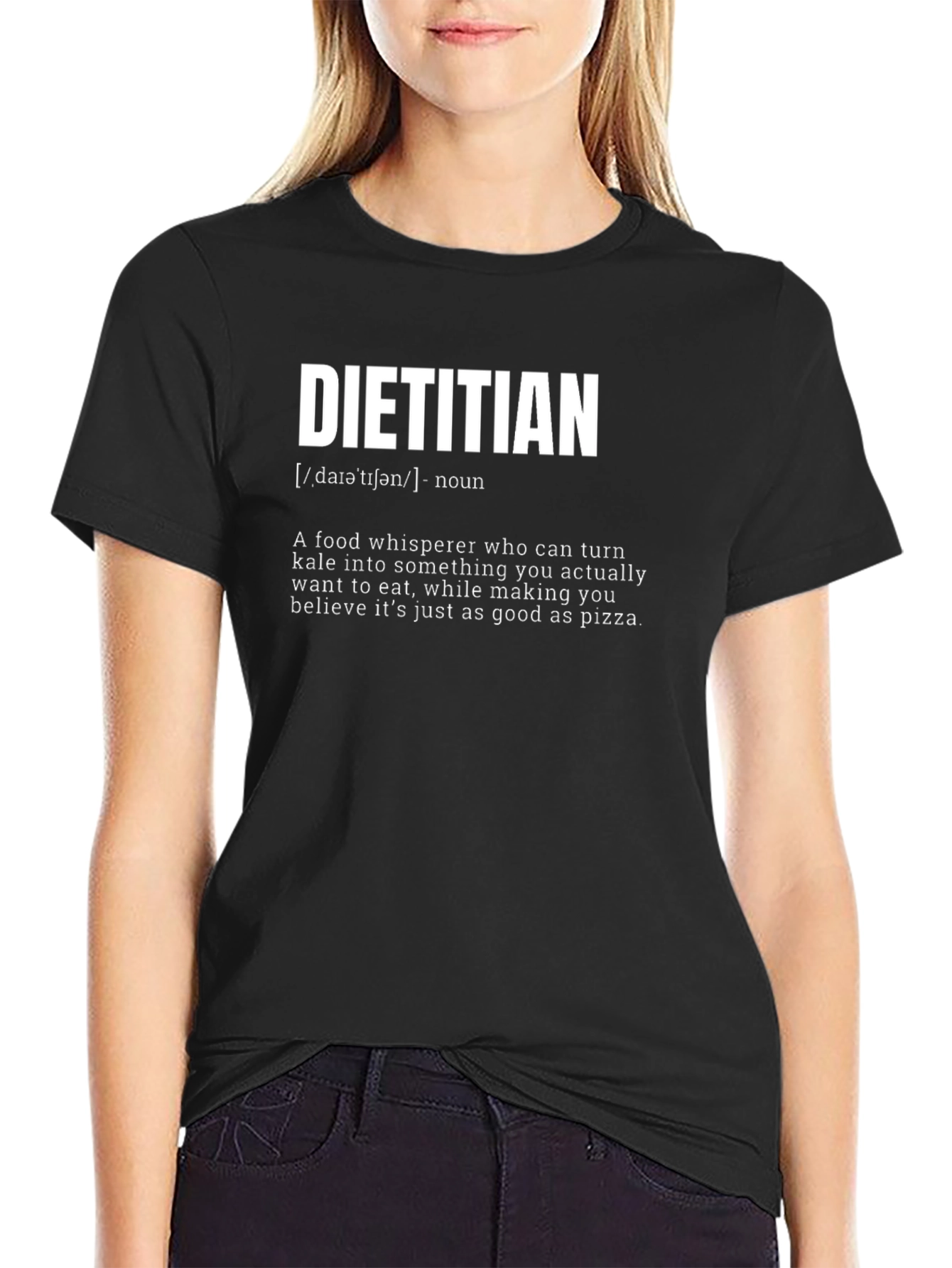 Black Dietitian Definition T-Shirt - Food Whisperer Tee view 2