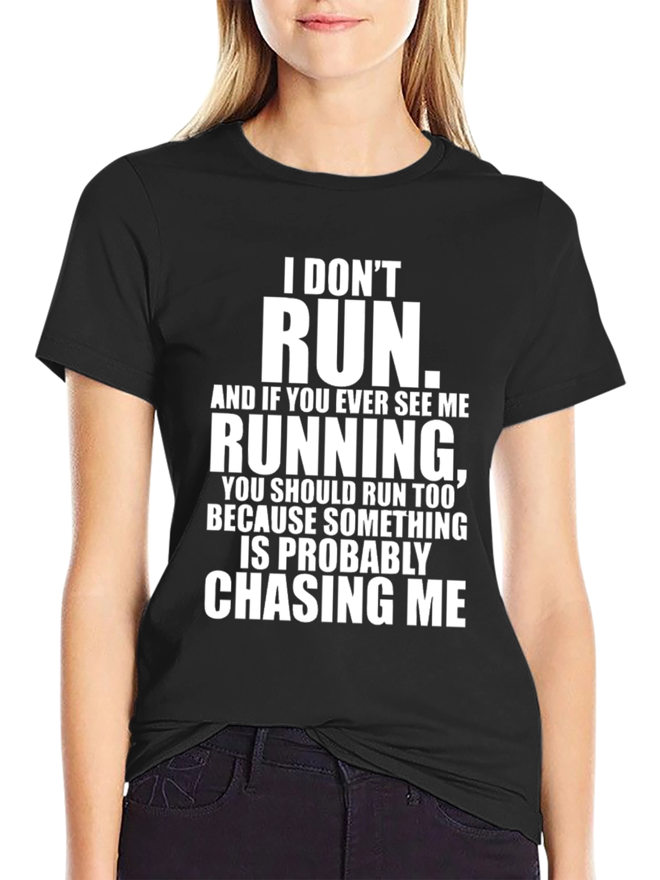 Black Funny 'I Don't Run' Graphic Tee - Black view 2