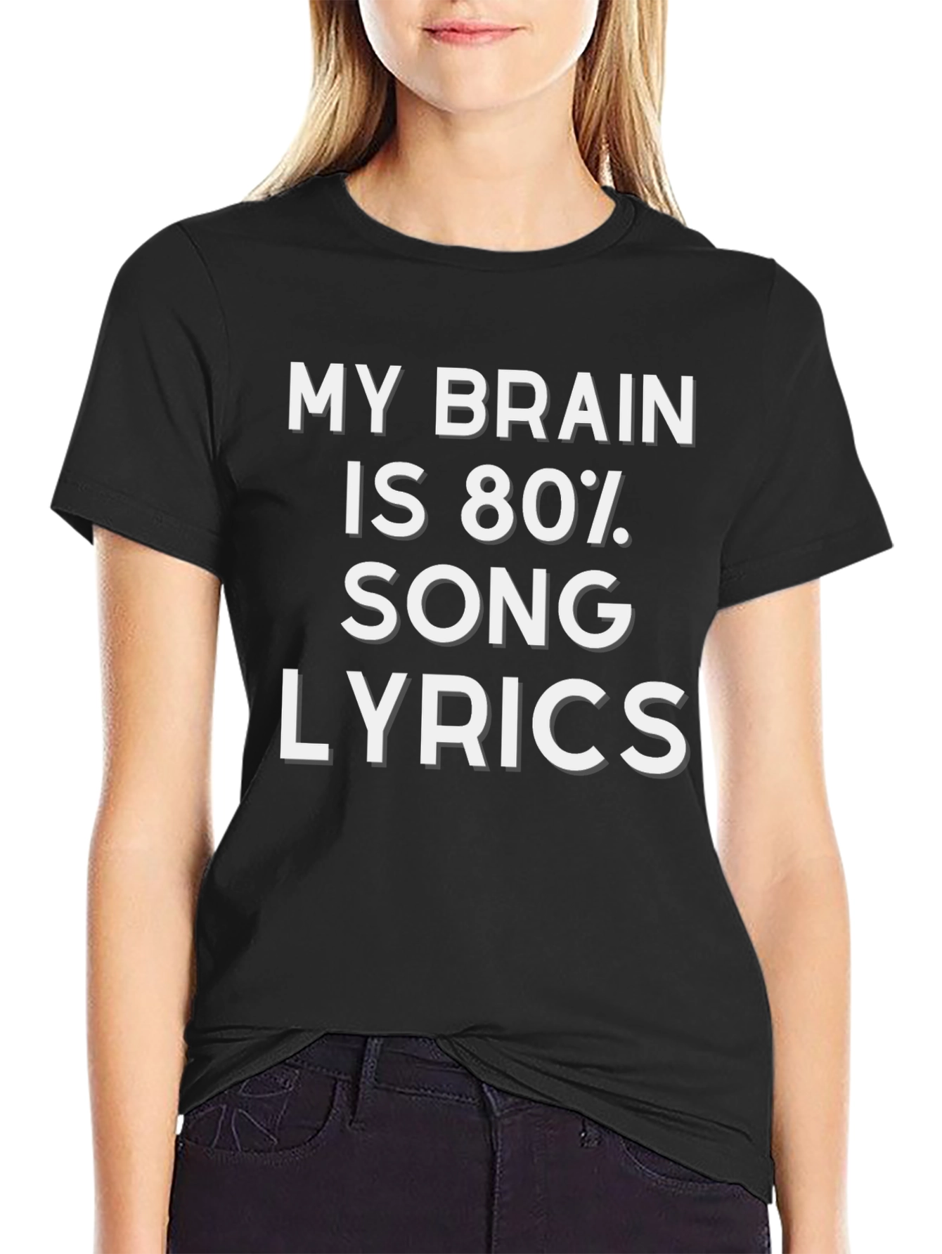Black Song Lyric T-Shirt: Funny Music Lover Tee view 2
