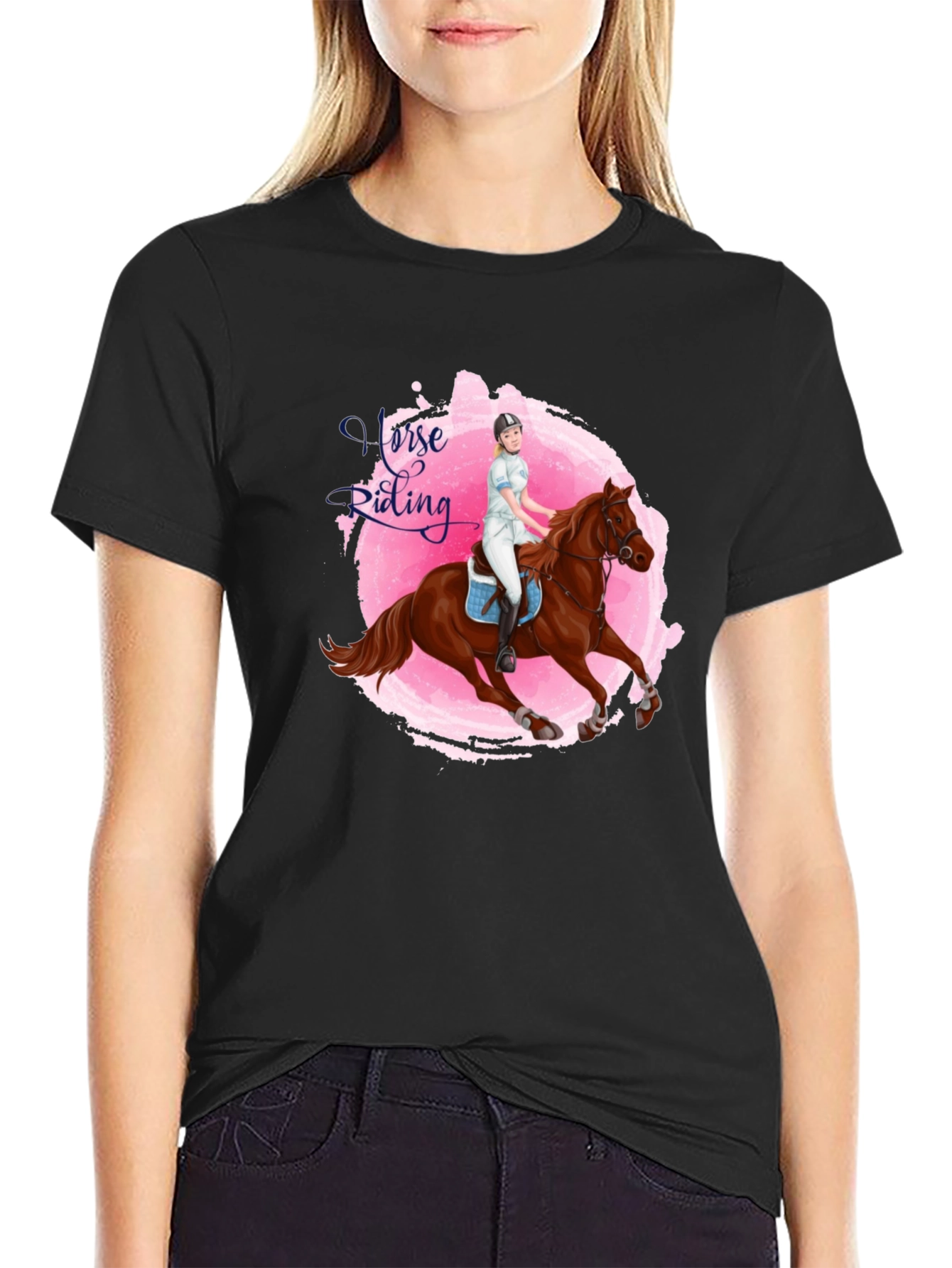 Black Horse Riding Graphic Tee - Equestrian Style view 2