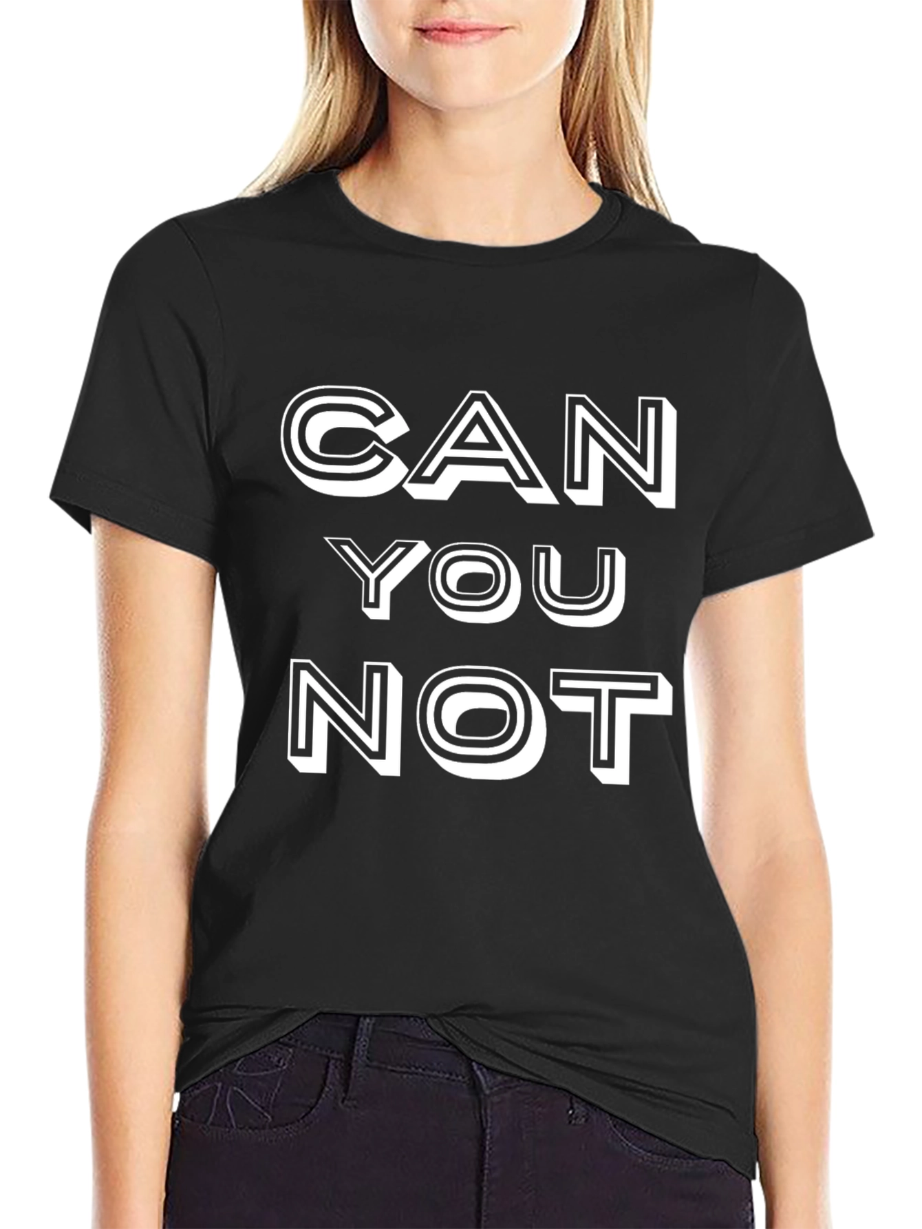 Black Can You Not Graphic Tee - Novelty Black T-Shirt view 2