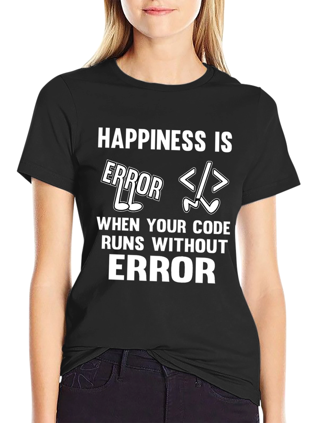 Black Happiness is No Error Coding T-Shirt view 2