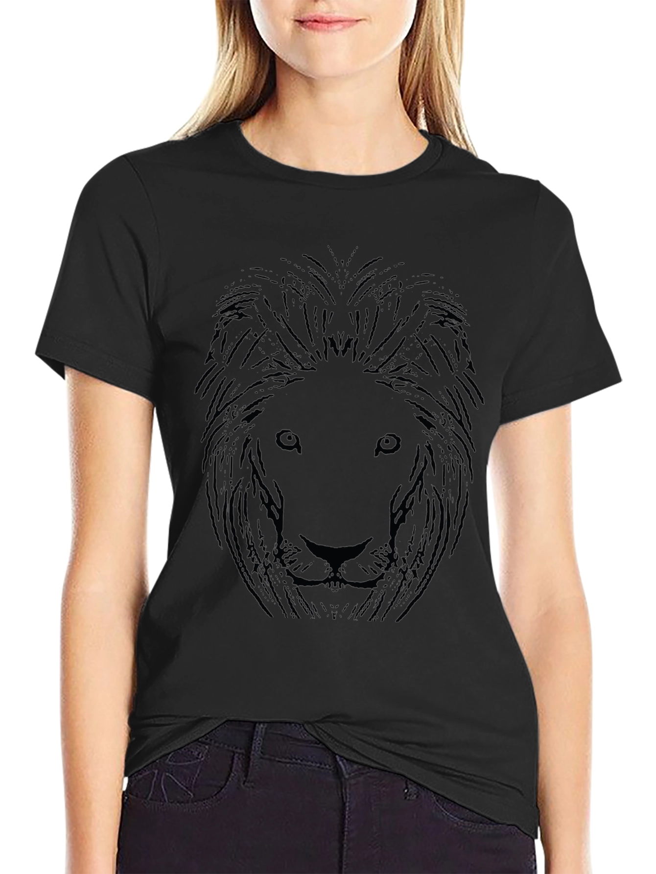 Black Lion Graphic Black T-Shirt for Men view 2