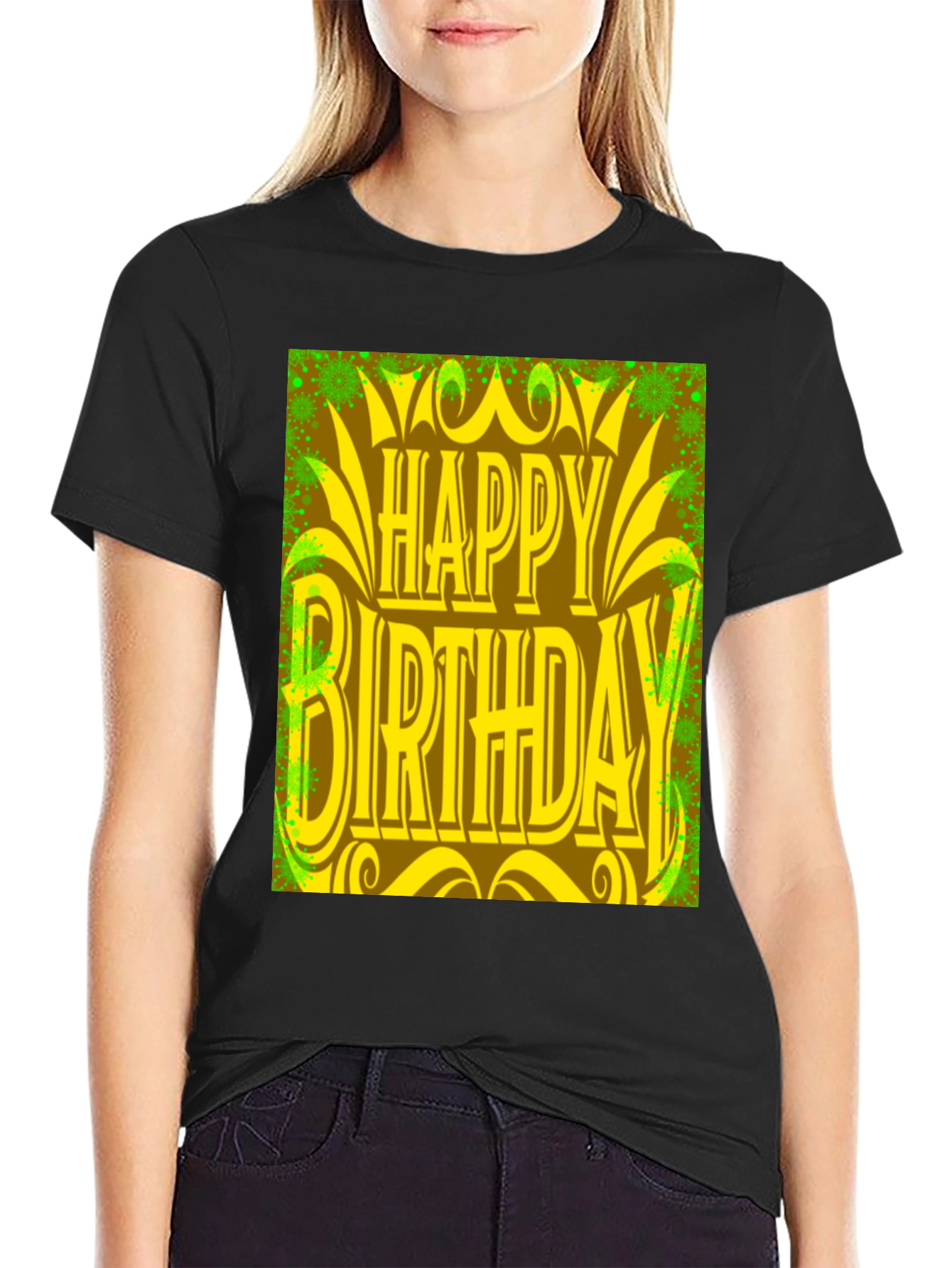 Black Happy Birthday Graphic Tee - Black view 2
