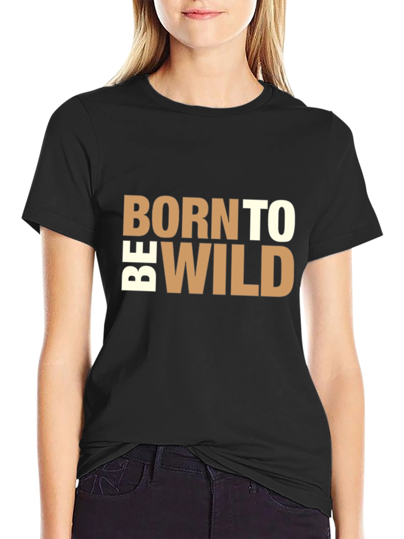 Black Born to be Wild Graphic Tee - Black Casual T-Shirt view 2