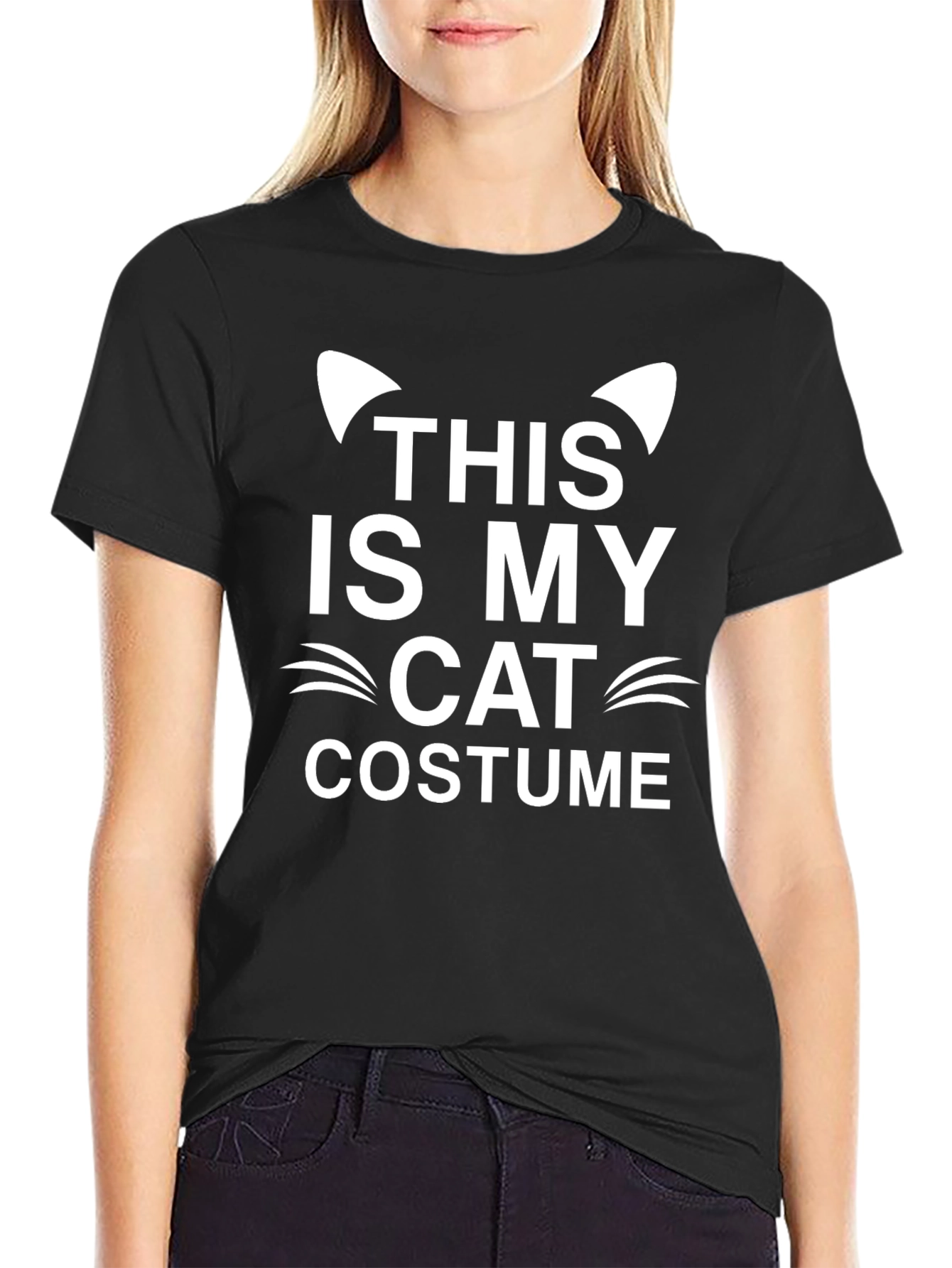 Black This Is My Cat Costume Funny Black T-Shirt view 2