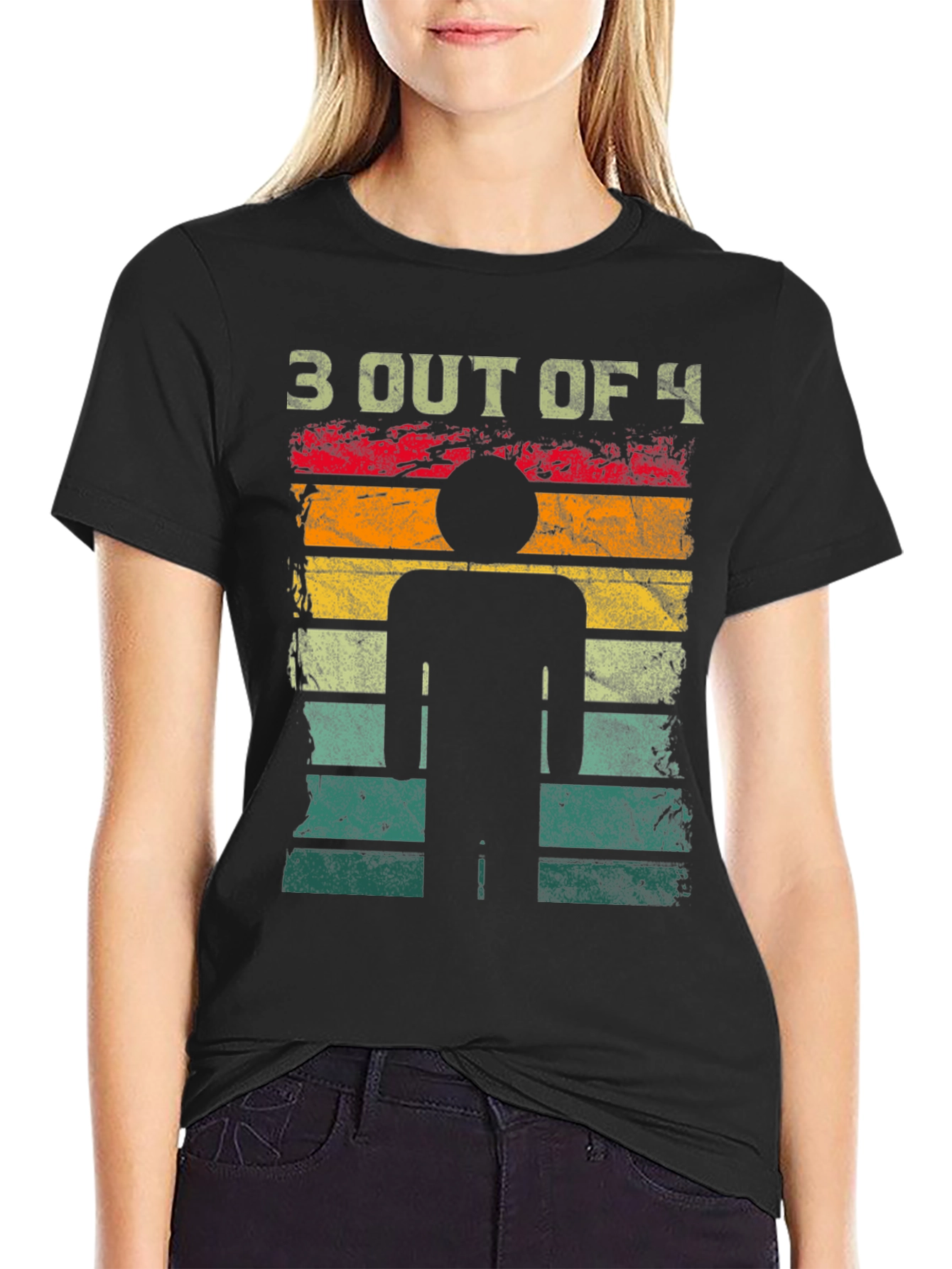Black 3 Out of 4 Stick Figure T-Shirt view 2