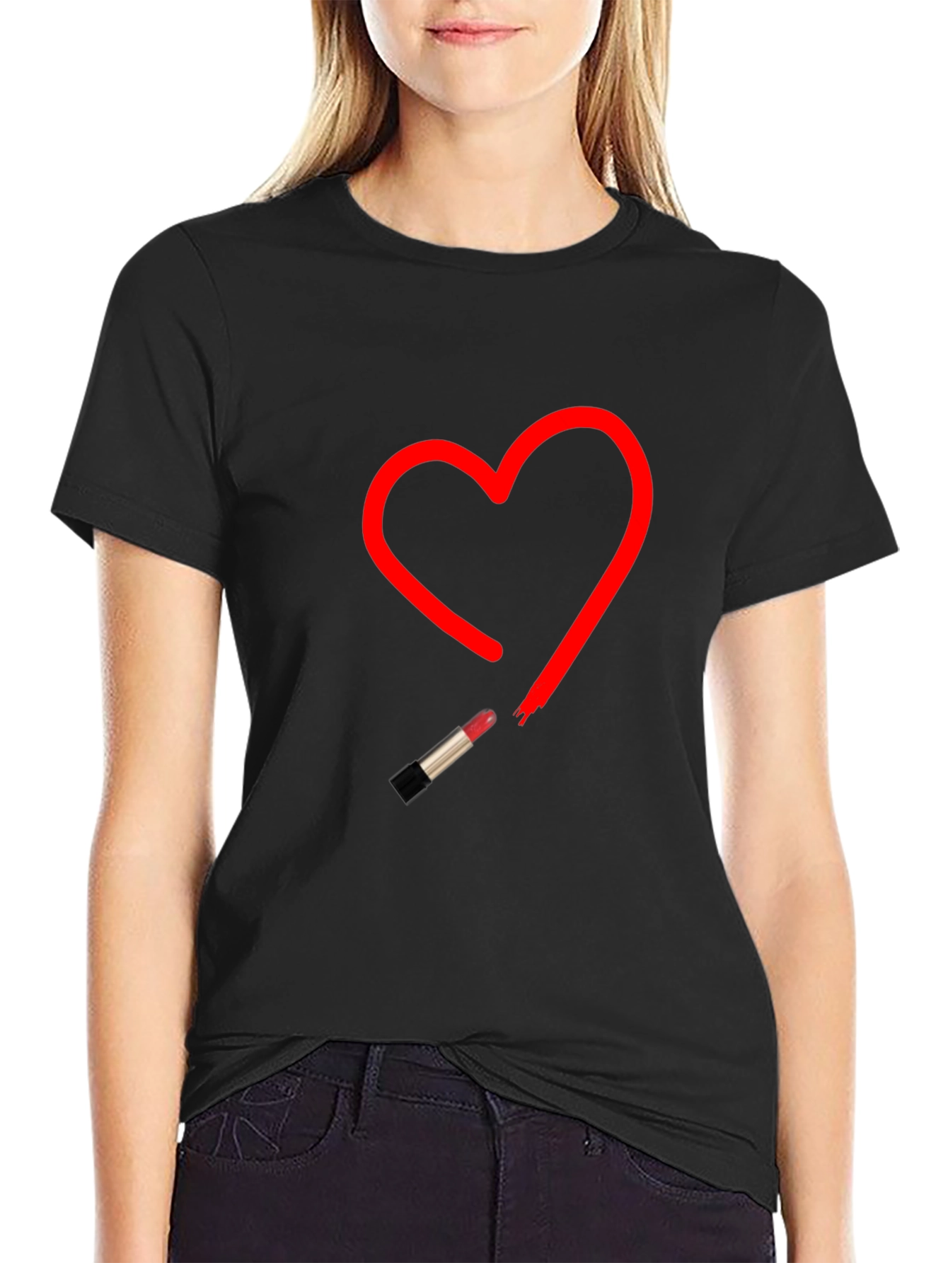 Black Heart Lipstick T-Shirt - Stylish Graphic Tee view 2