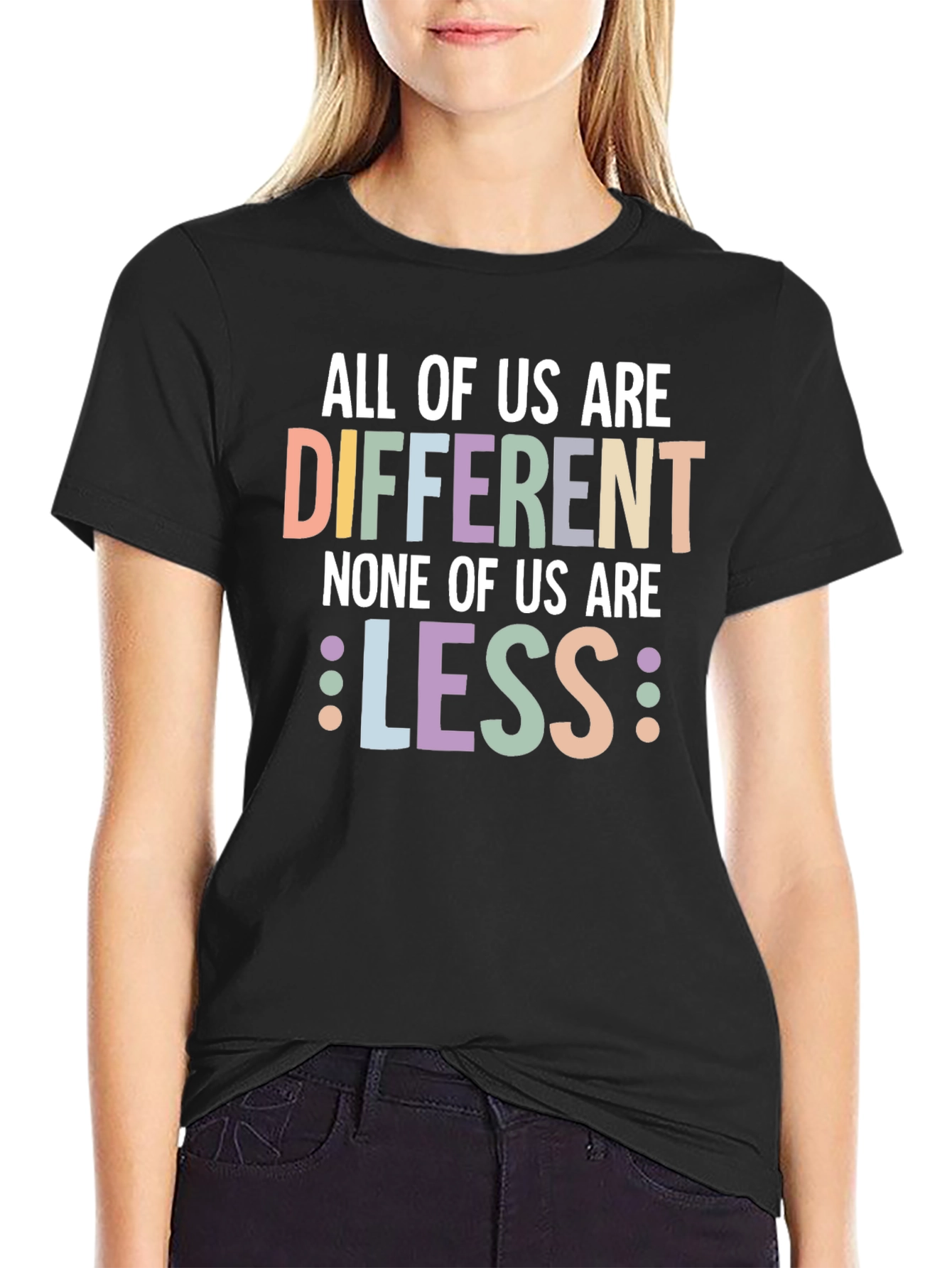 Black All of Us Are Different T-Shirt view 2