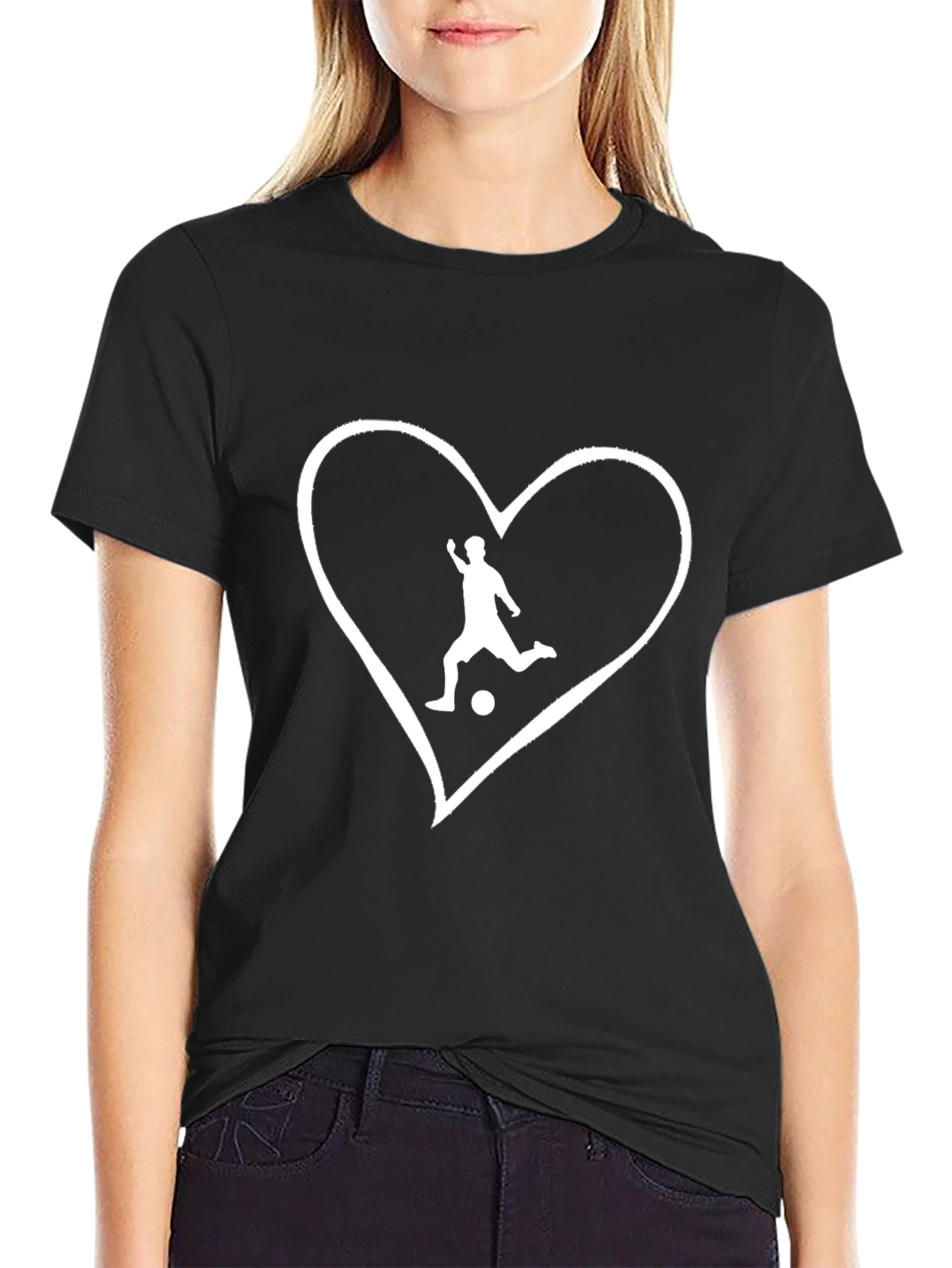 Black Soccer Love Graphic T-Shirt view 2