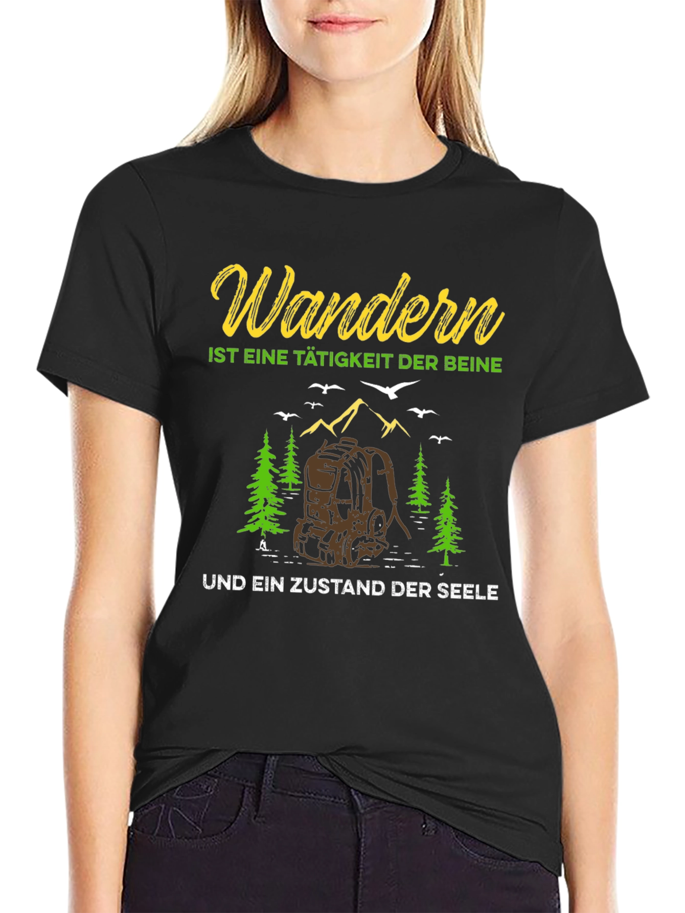 Black Wandern Hiking T-Shirt for Nature Lovers view 2