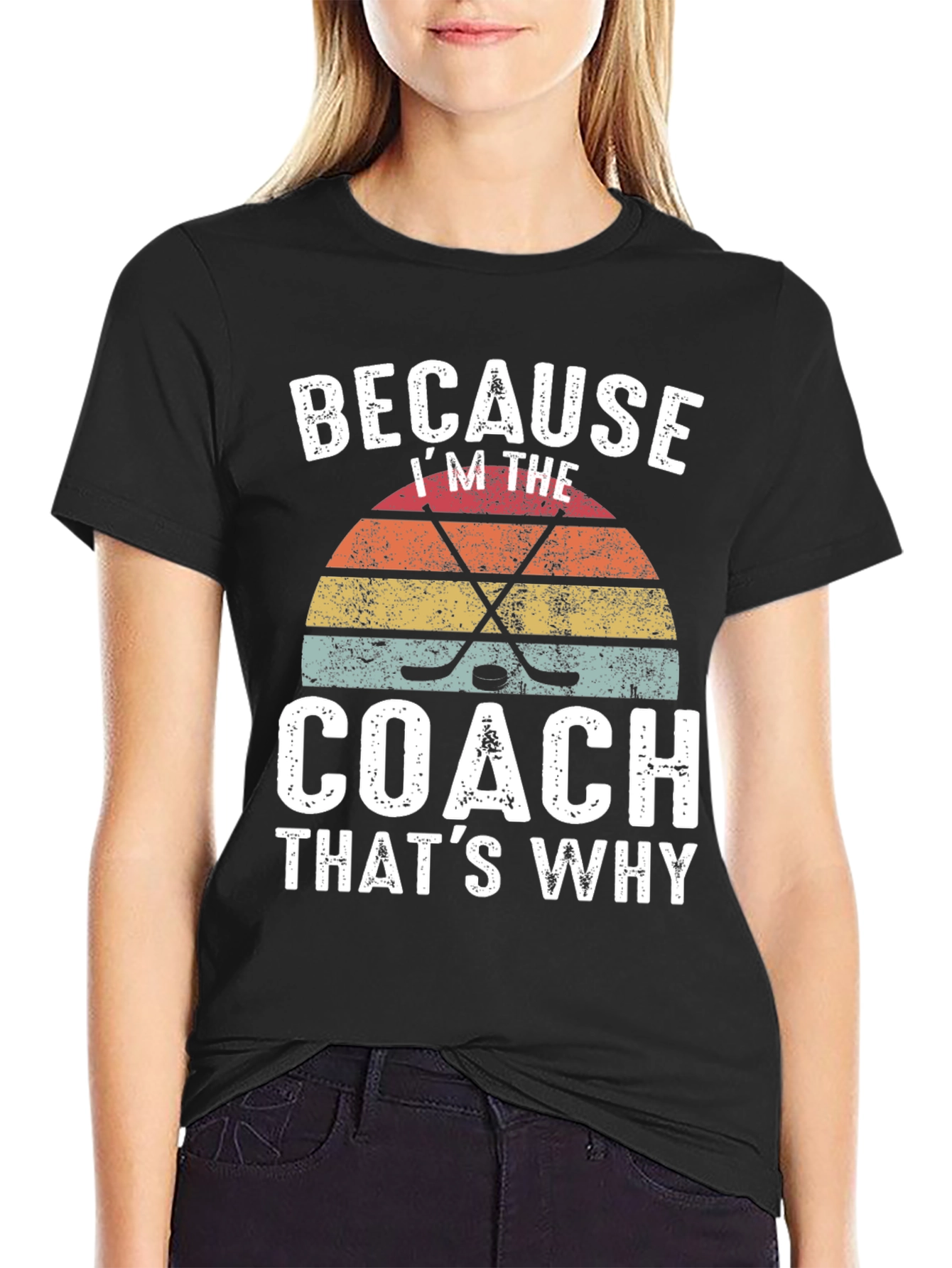 Black Because I'm the Coach Hockey Graphic Tee view 2