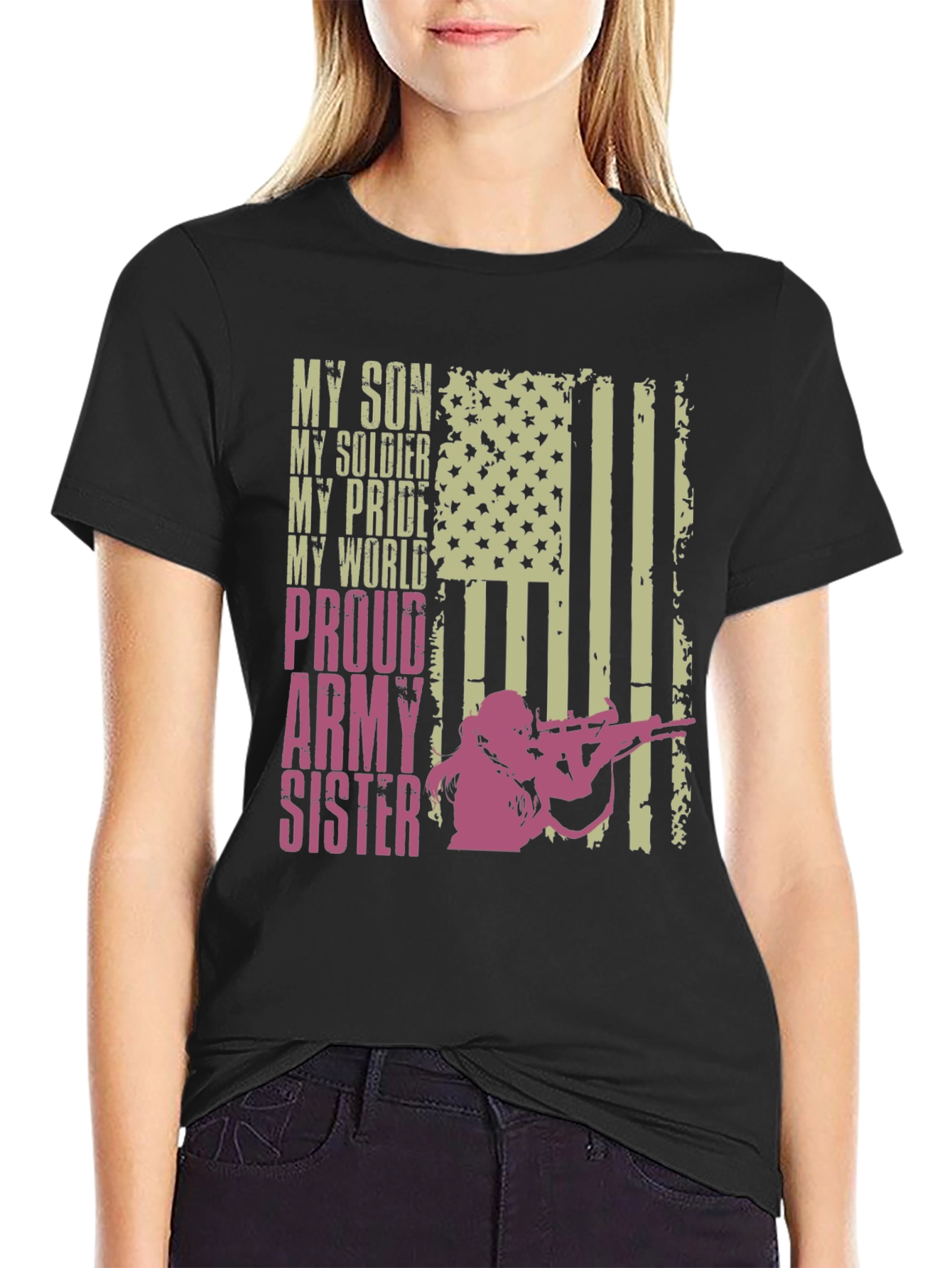 Black Proud Army Sister Graphic Tee view 2
