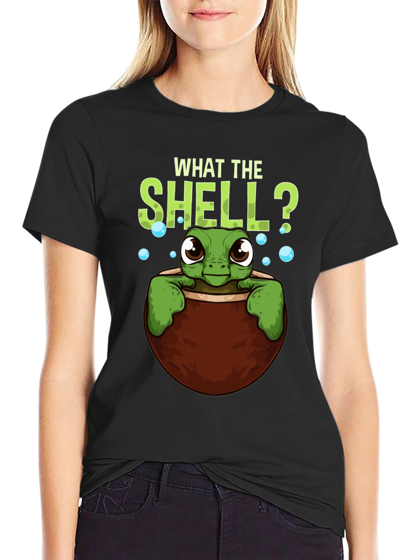 Black What The Shell? Turtle Graphic Tee view 2