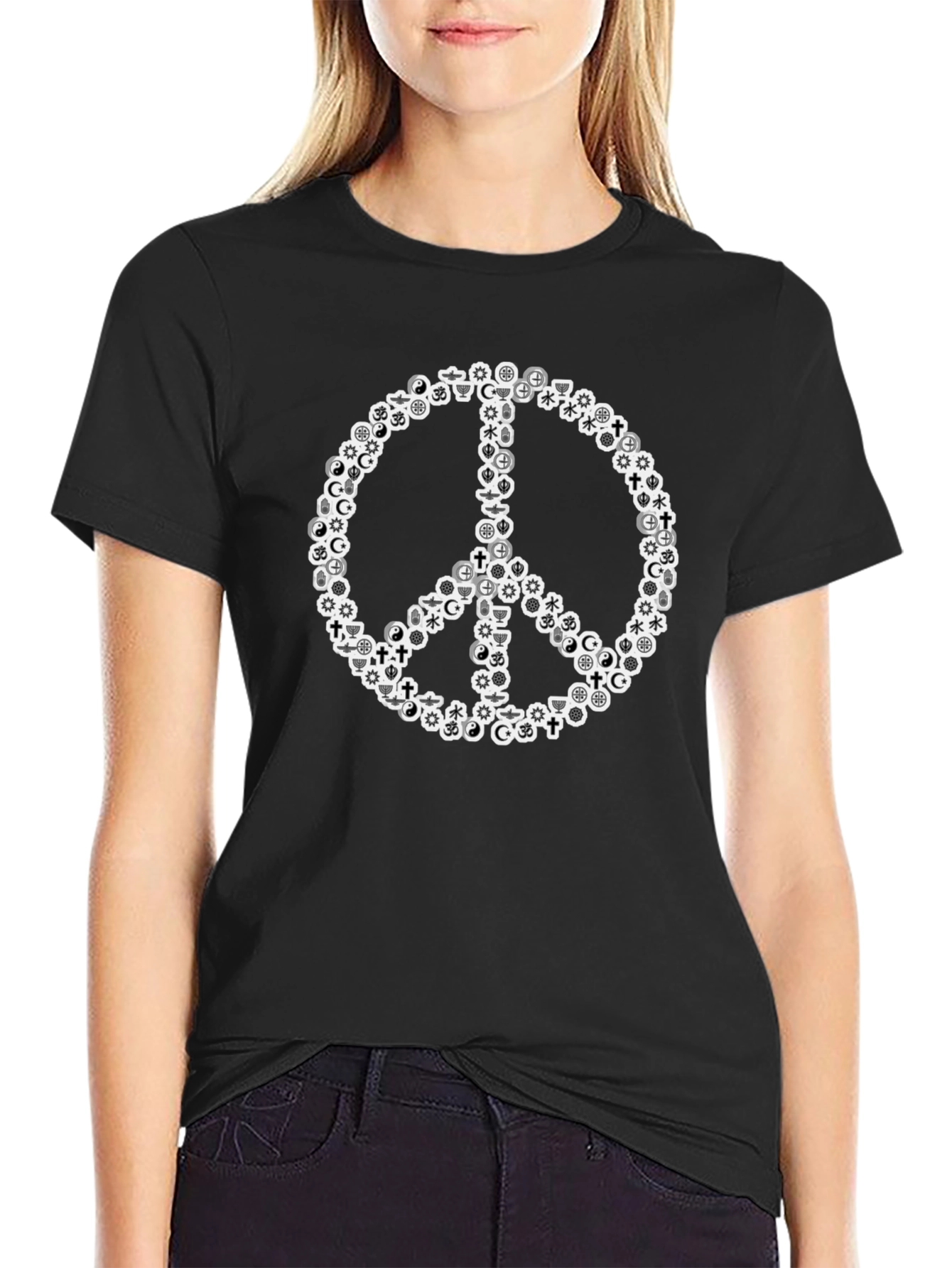 Black Peace Sign Symbol T-Shirt view 2