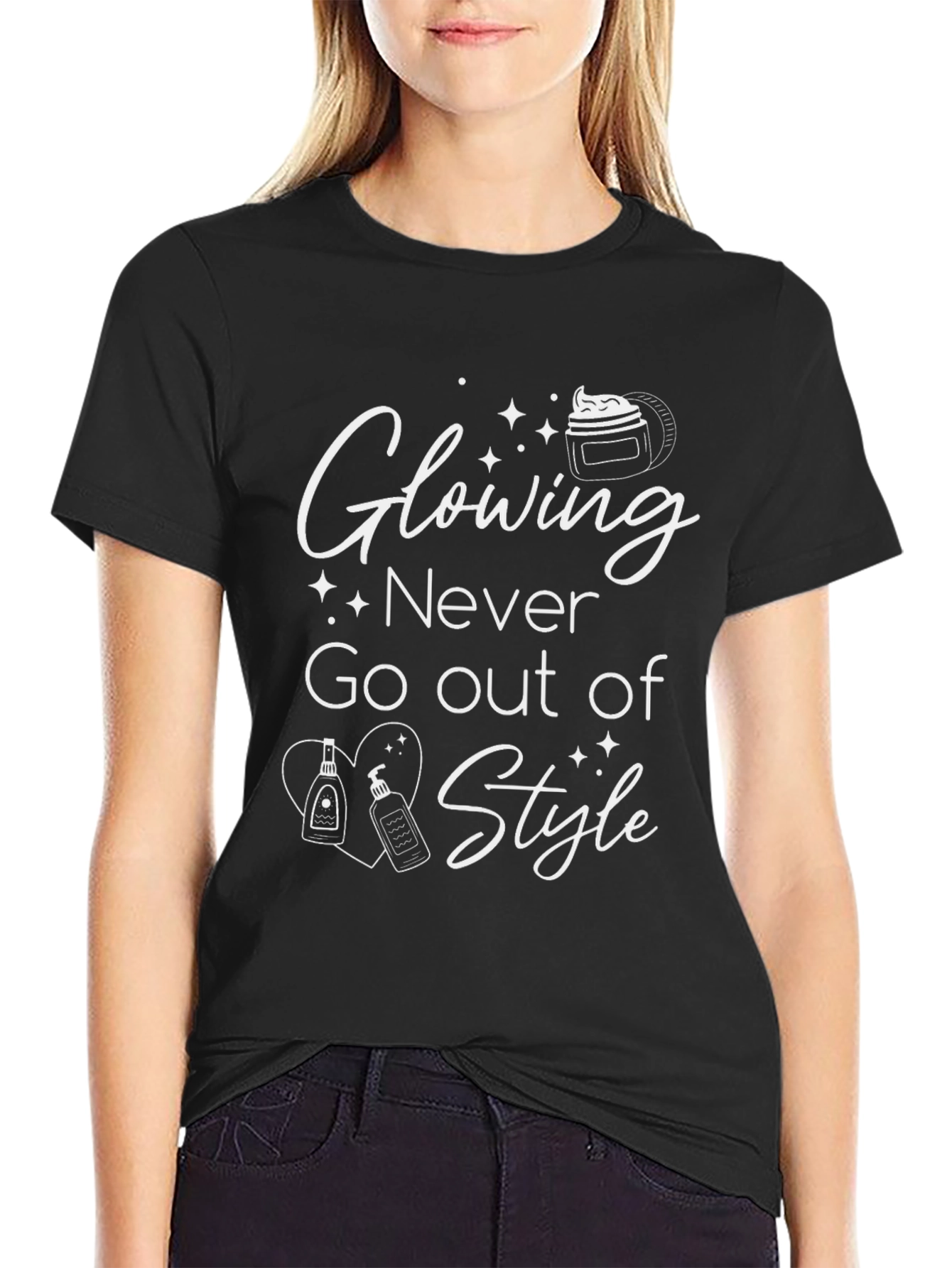 Black Glowing Never Go Out of Style Black T-Shirt view 2