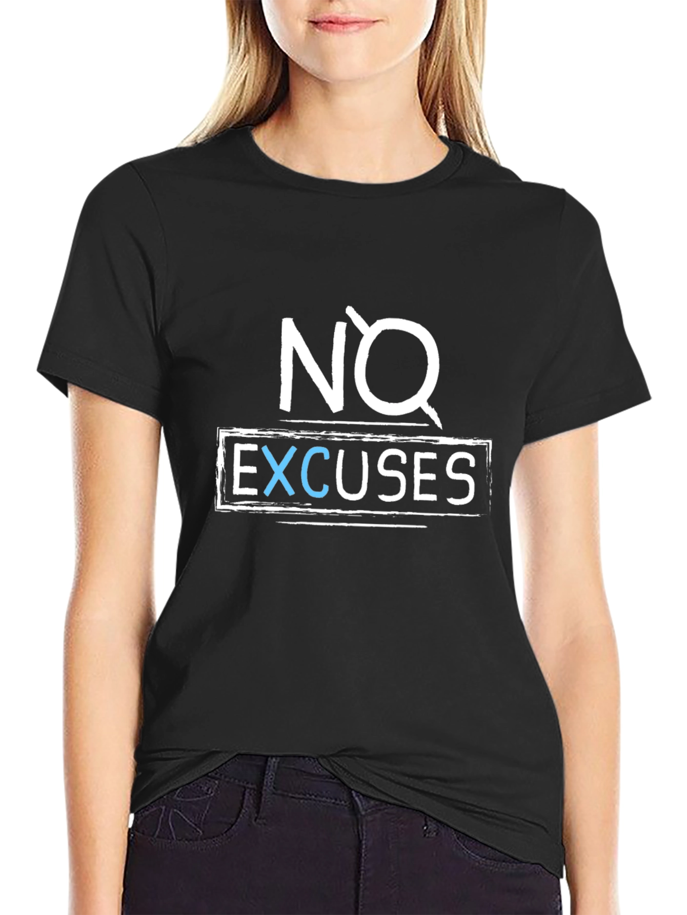 Black No Excuses Black Graphic T-Shirt view 2