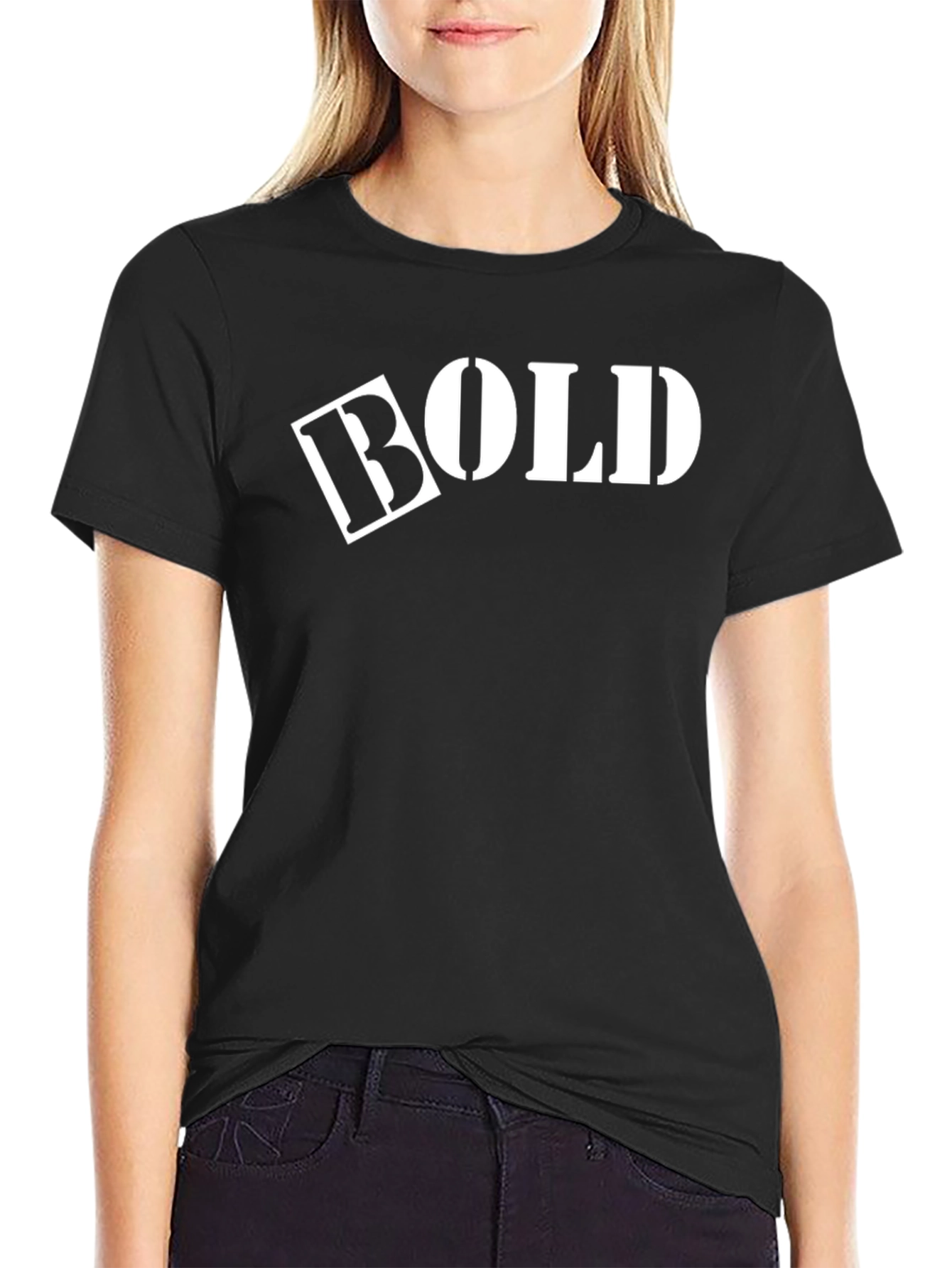 Black Bold Graphic Print Black T-Shirt view 2