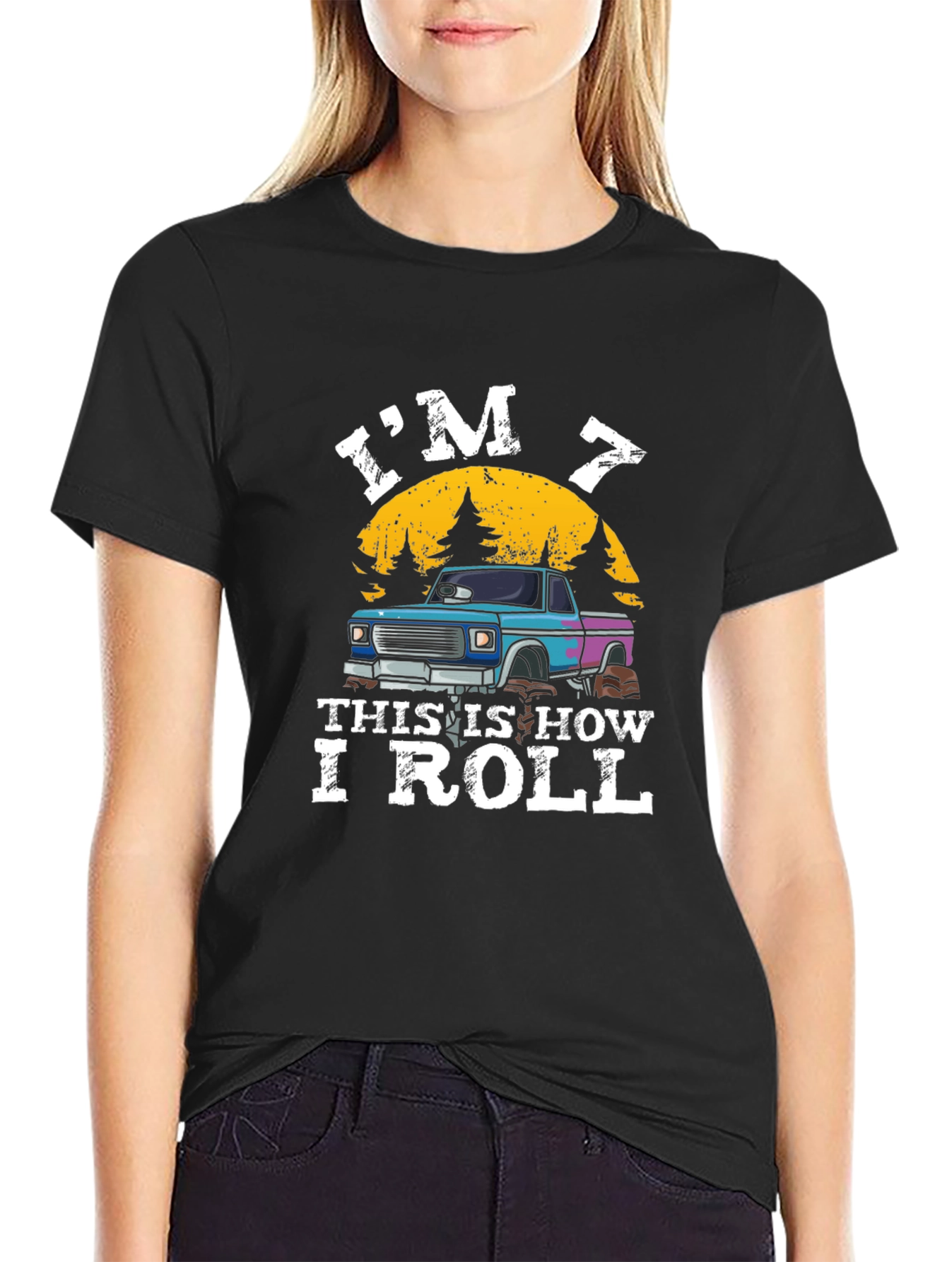 Black I'm 7 This Is How I Roll T-Shirt view 2