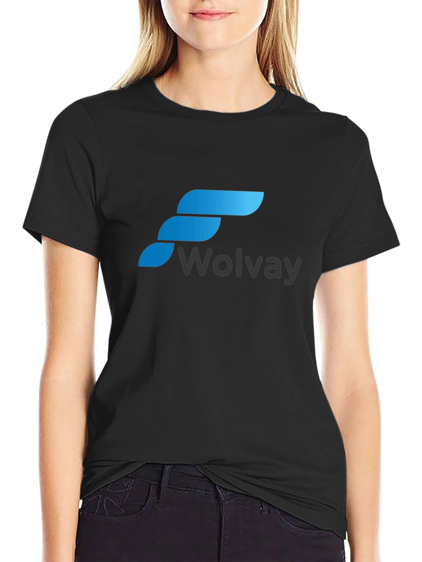 Black Wolvay T-Shirt: Stylish Logo Design, Comfortable Fit view 2