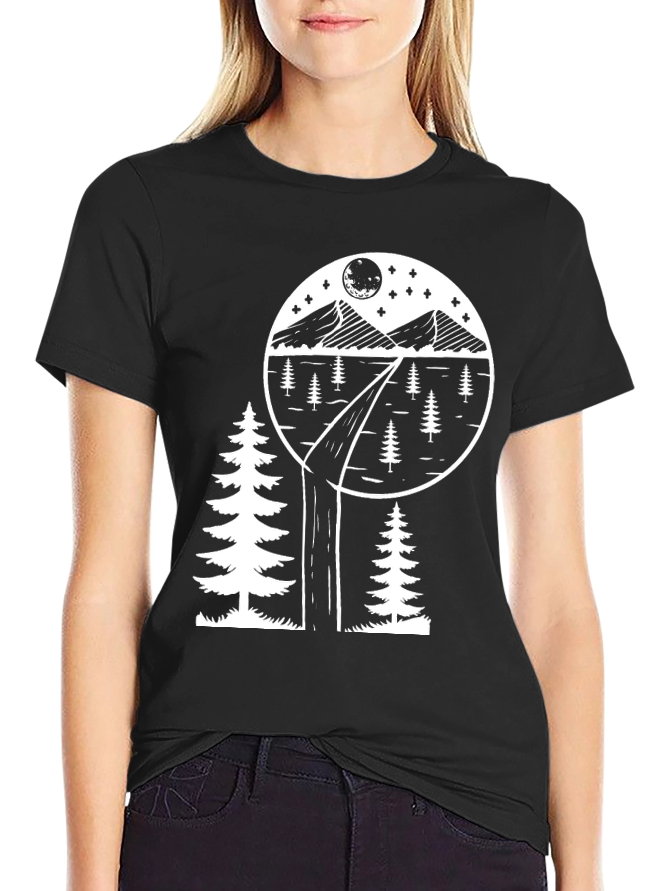 Black Nature Scene Graphic Tee - Black view 2