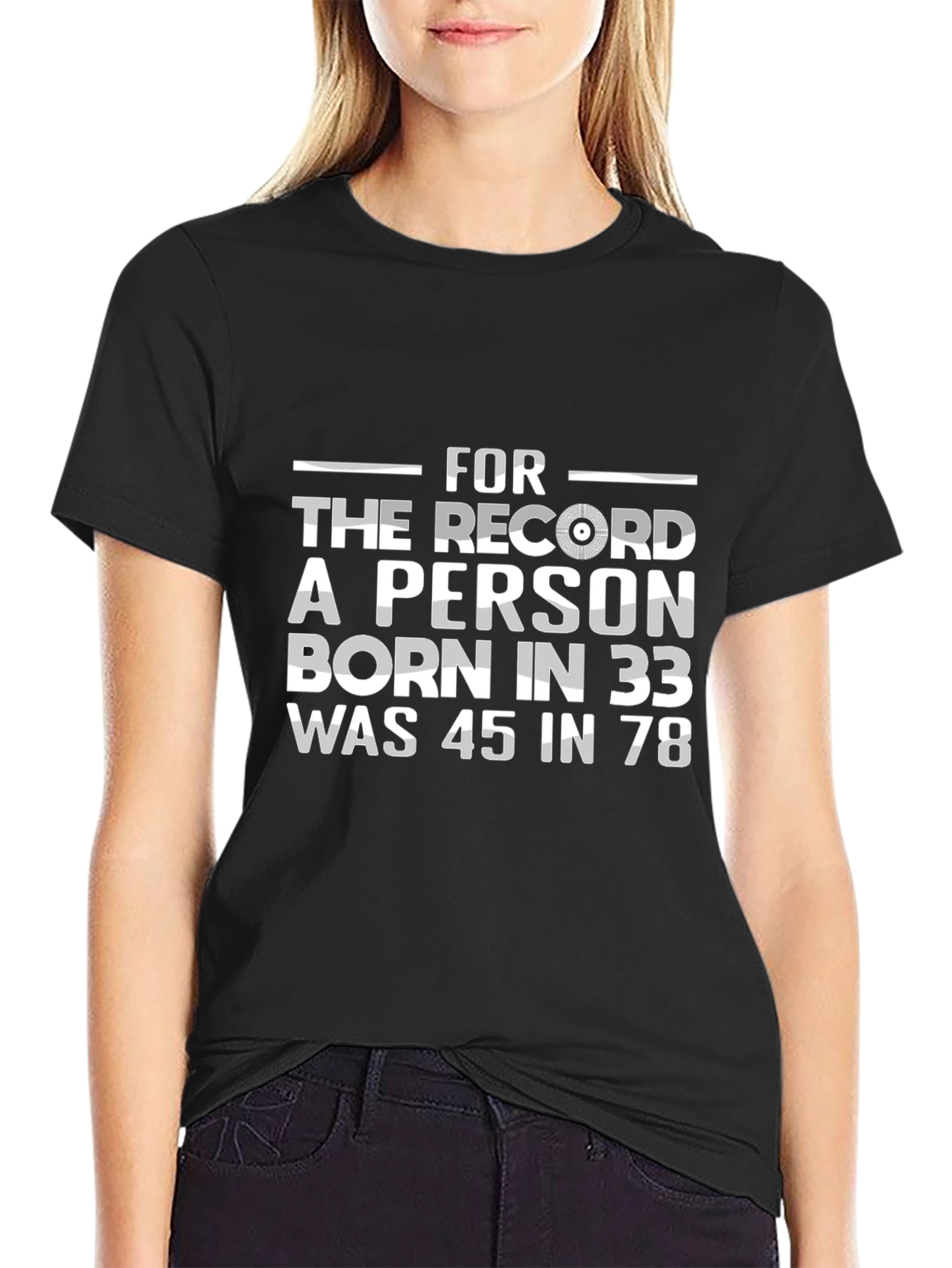 Black Funny Birthday Year T-Shirt - "Born in 33 Was 45 in 78" view 2
