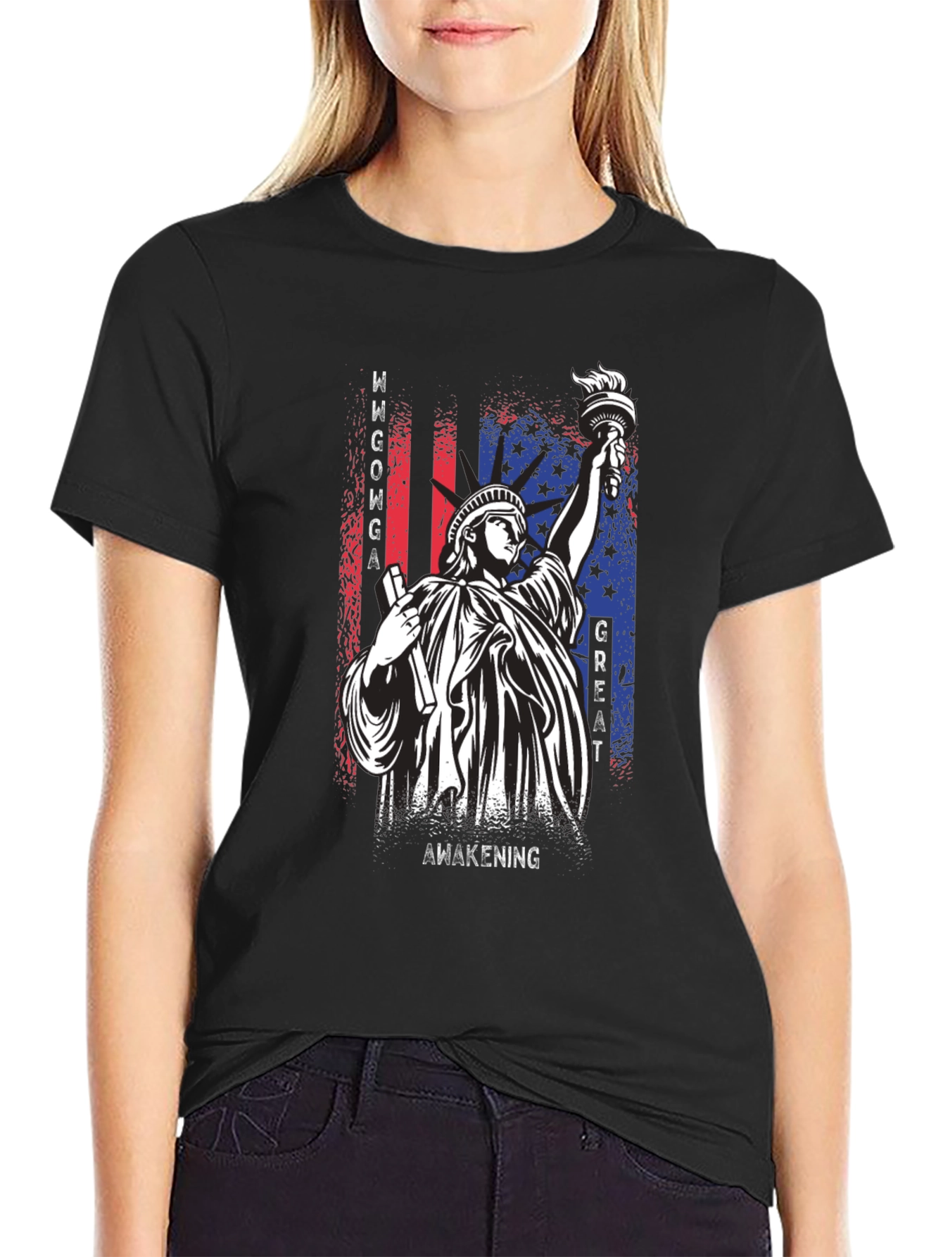 Black MAGA Statue of Liberty Graphic Tee view 2