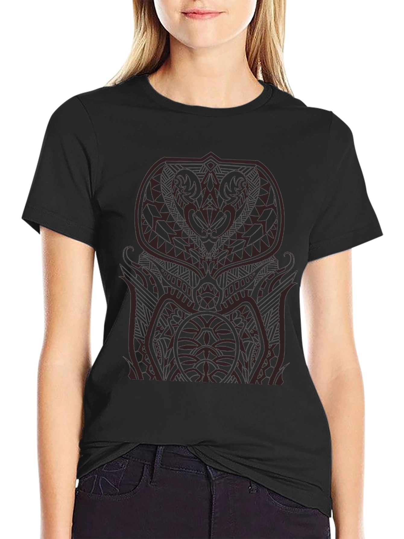 Black Tribal Tattoo Graphic Black Tee - Unique Design view 2