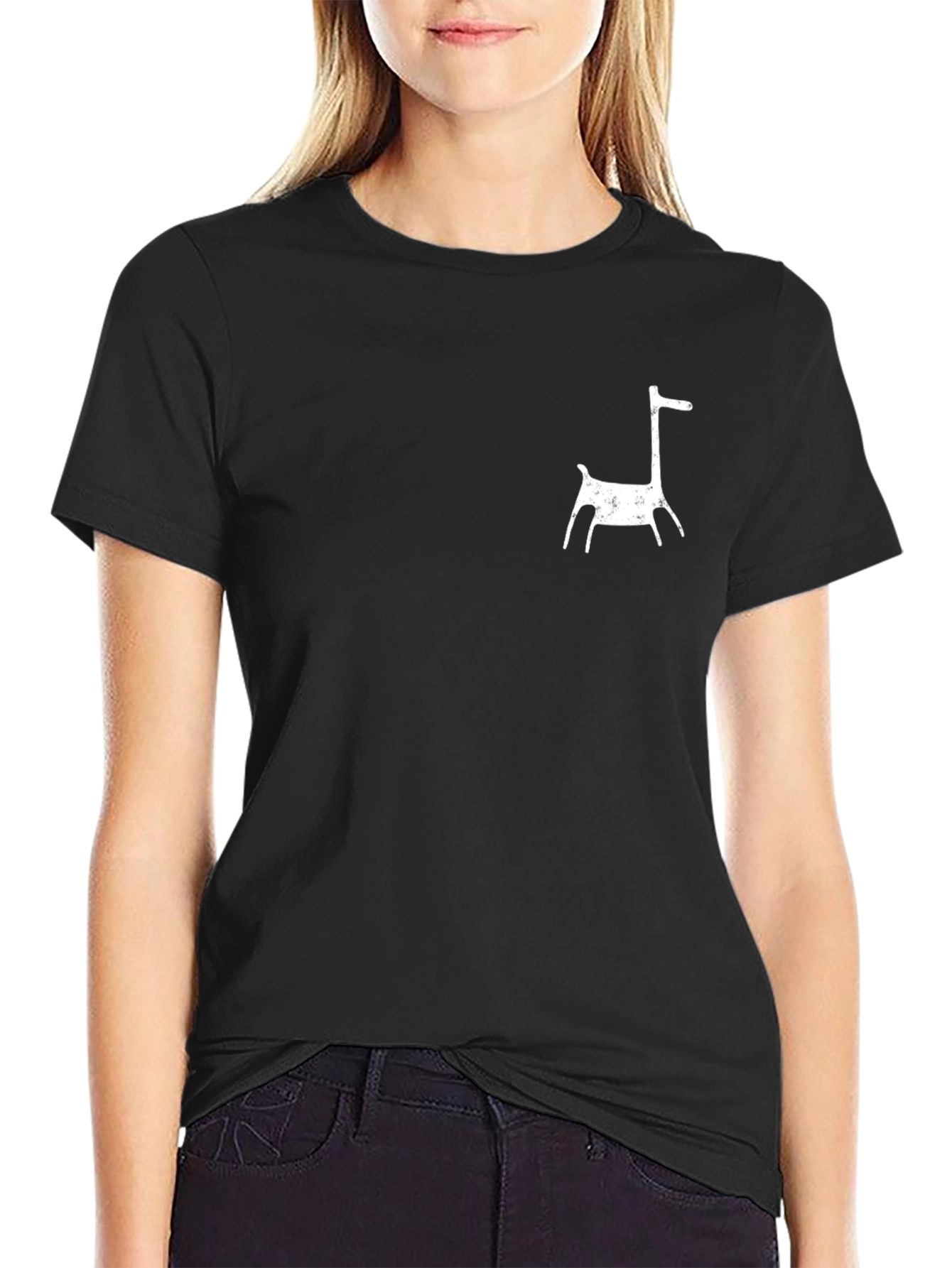 Black Unique Black T-Shirt with White Animal Graphic view 2