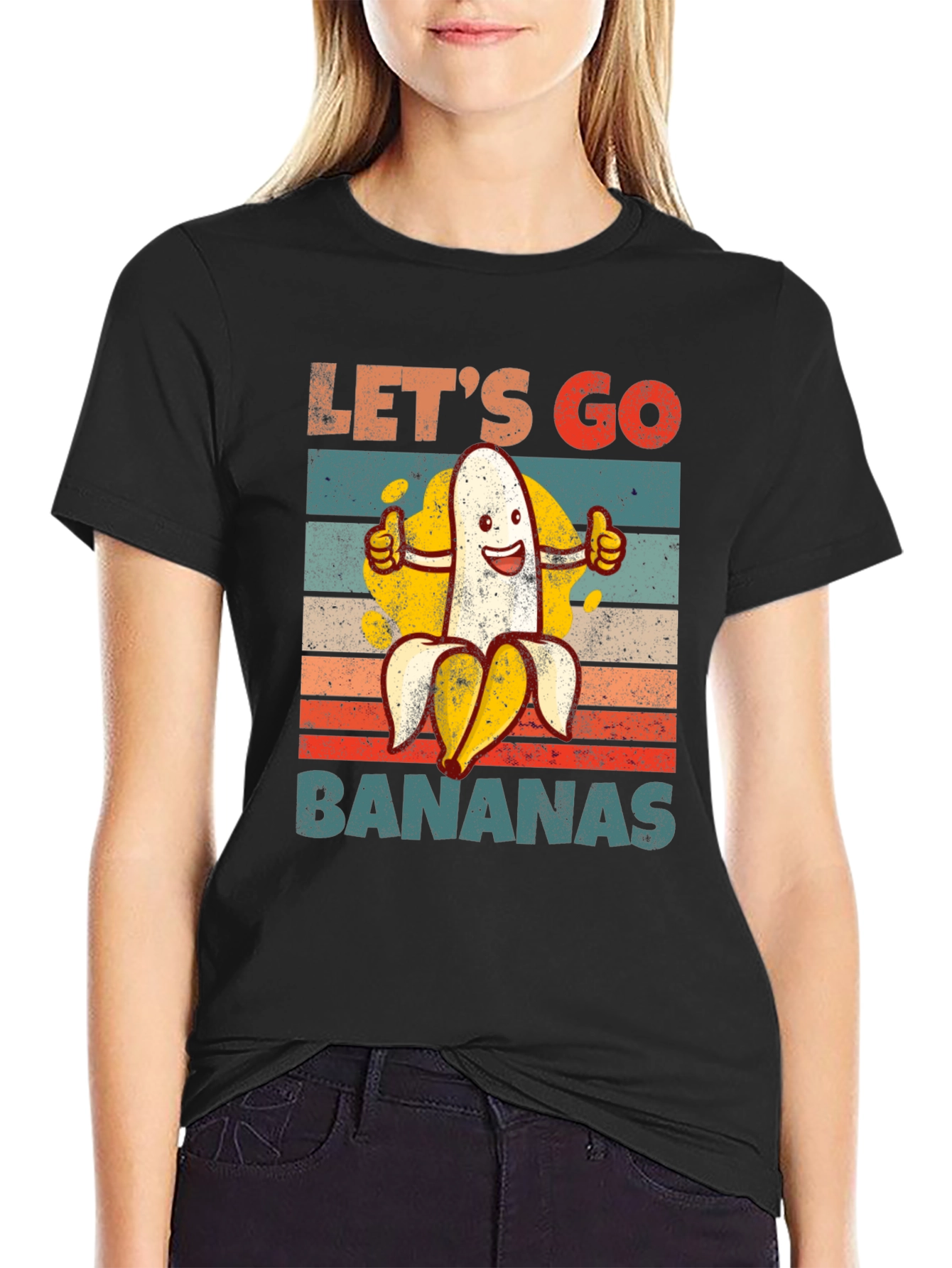 Black Let's Go Bananas Graphic T-Shirt view 2
