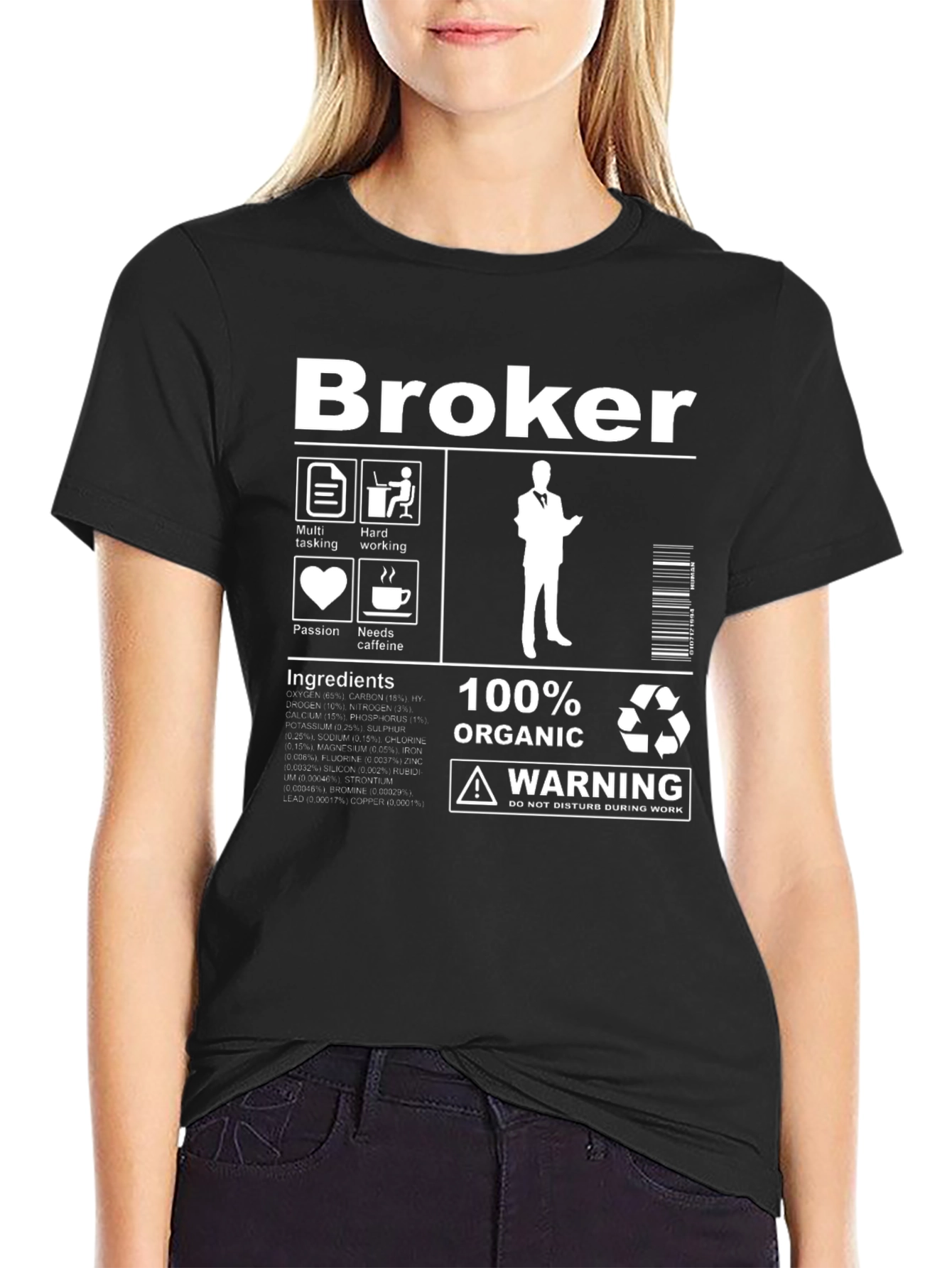 Black Broker Organic Ingredient T-Shirt view 2