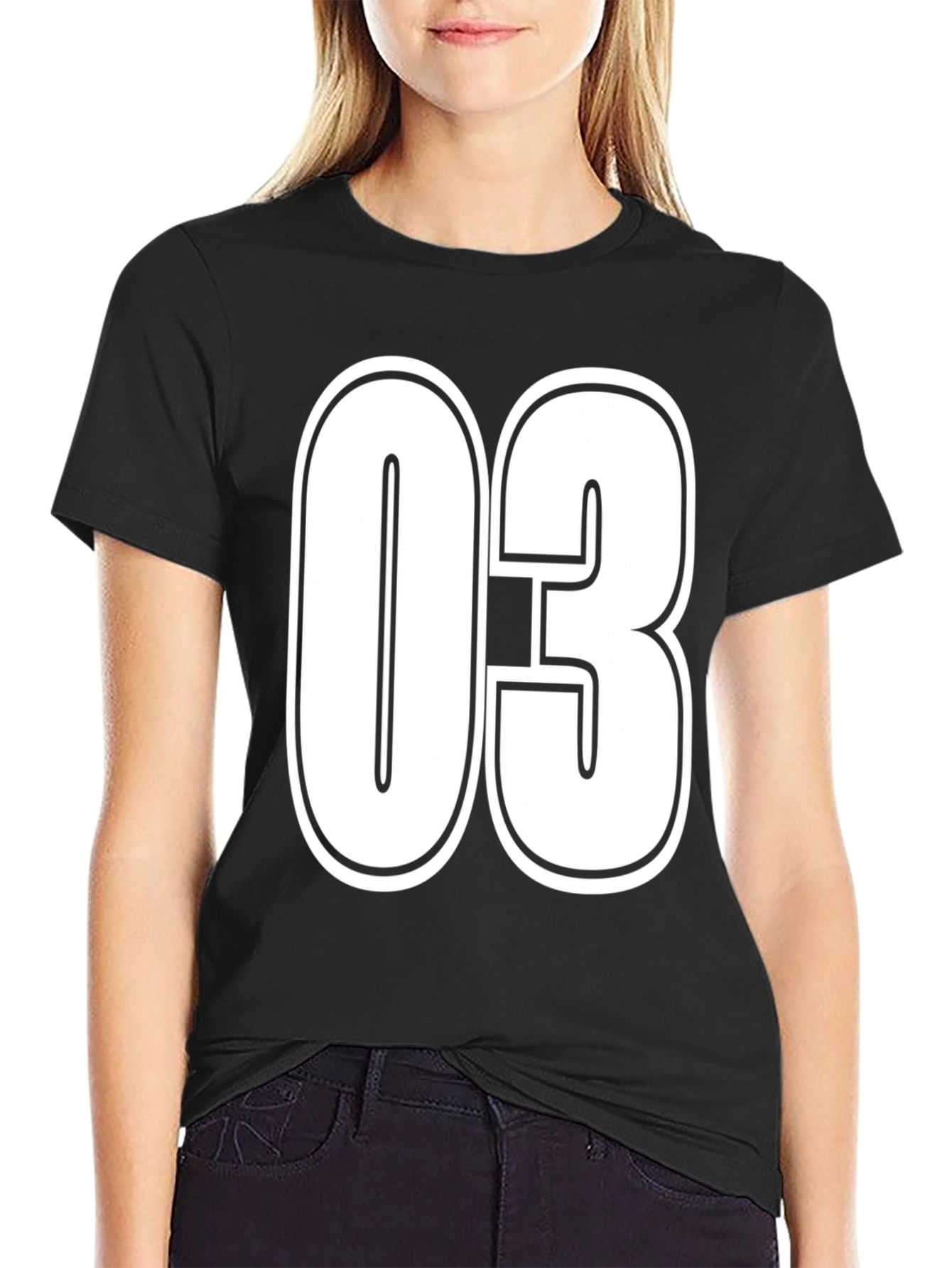 Black Number 03 Graphic T-Shirt - Bold & Stylish view 2