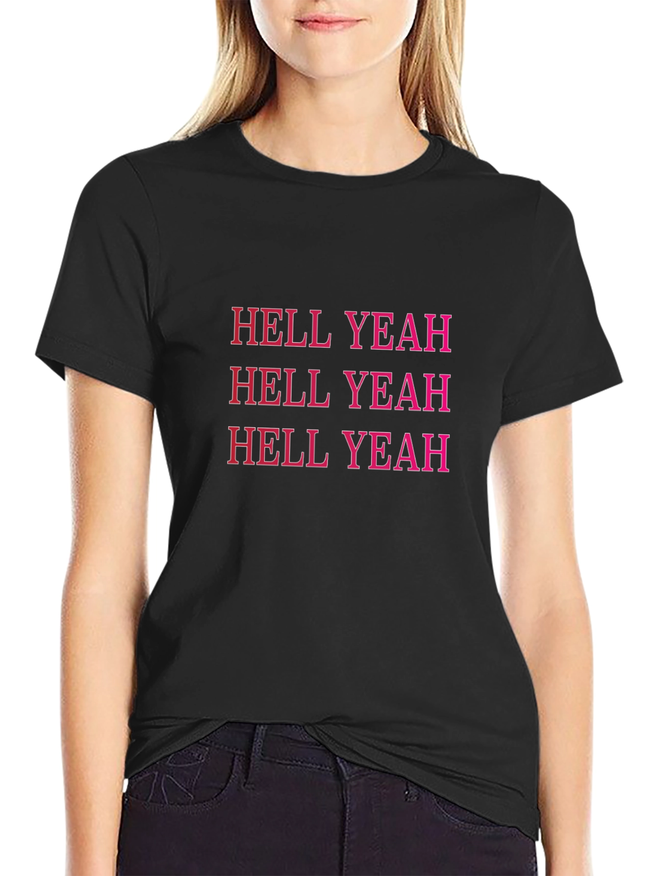 Black Hell Yeah Graphic Tee - Bold Statement T-Shirt view 2