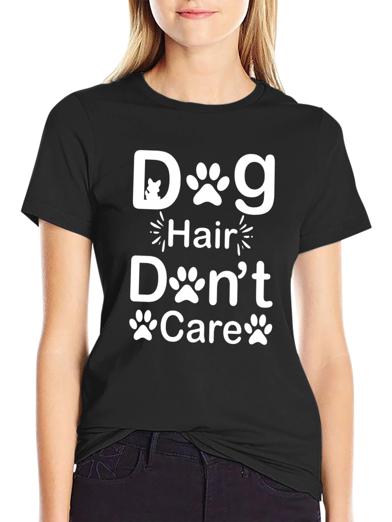 Black Dog Hair Don't Care Graphic T-Shirt view 2