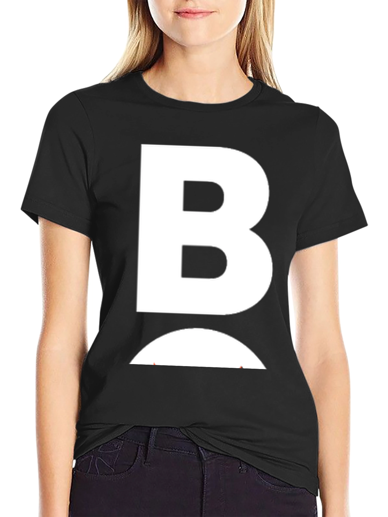 Black Bold B Graphic Tee - Stylish Black Cotton T-Shirt view 2