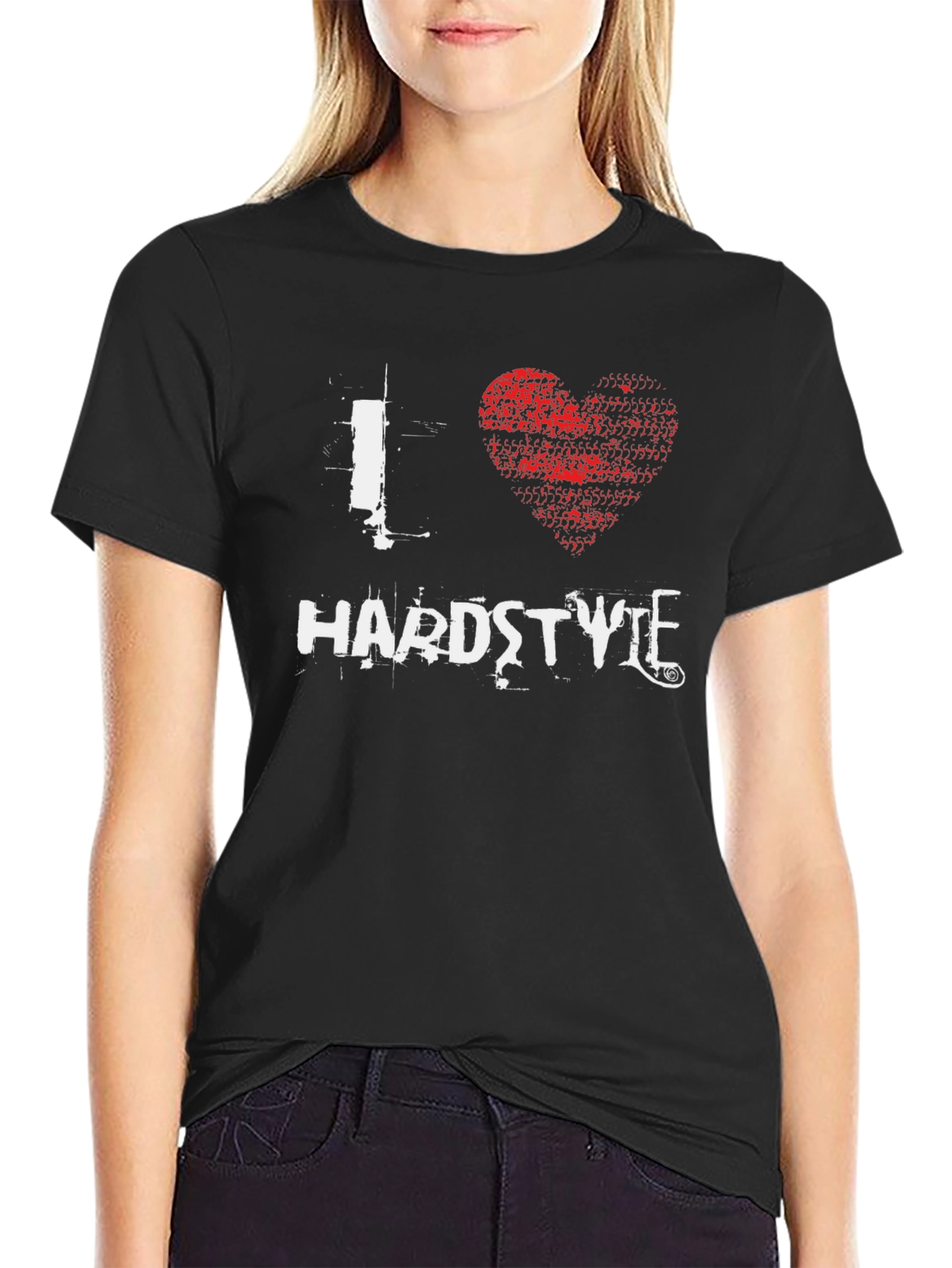 Black I Love Hardstyle Black T-Shirt view 2