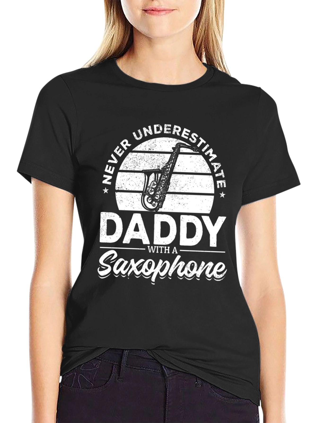 Black Daddy Saxophone Graphic T-Shirt view 2