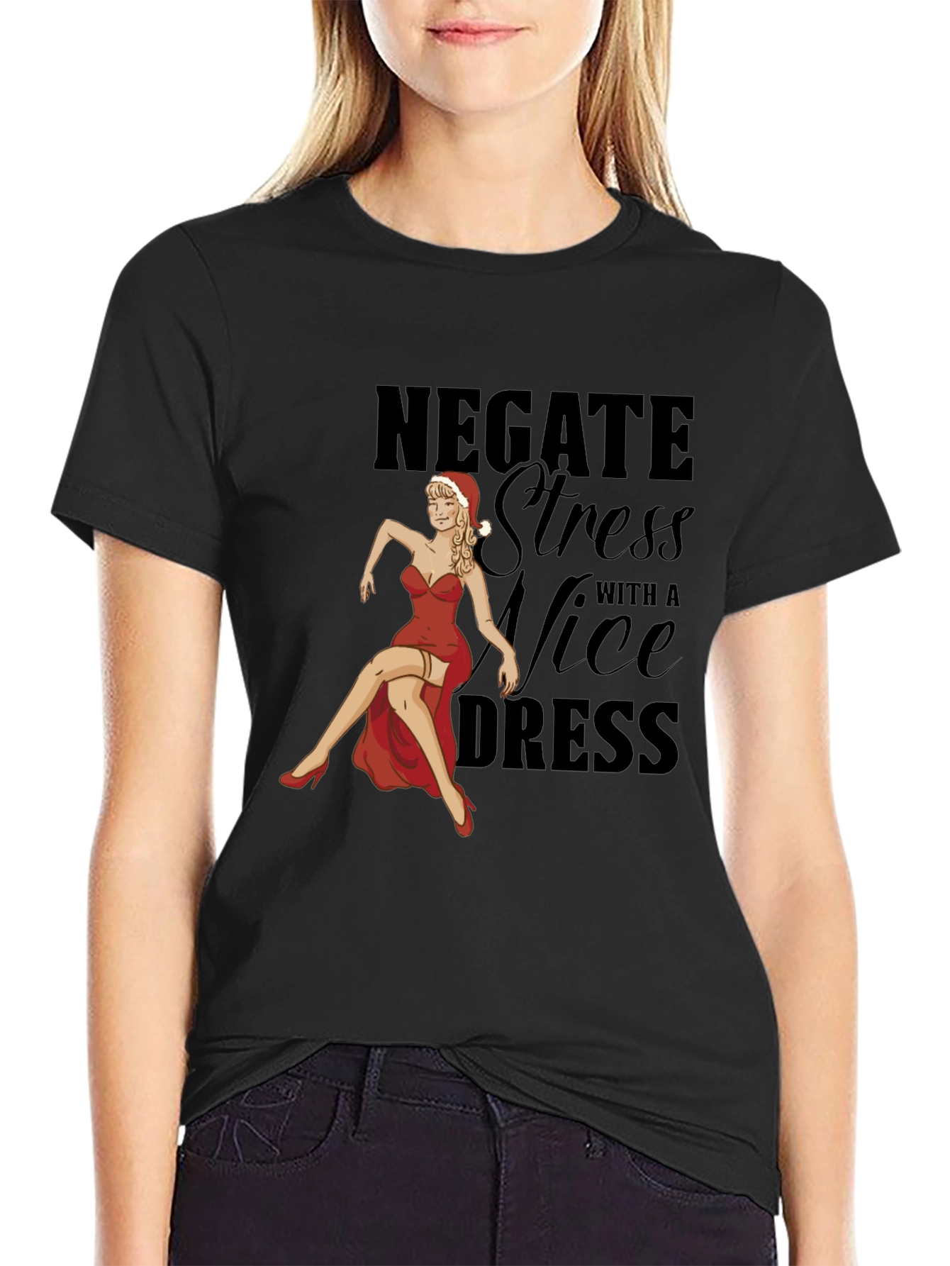 Black Negate Stress Nice Dress T-Shirt view 2