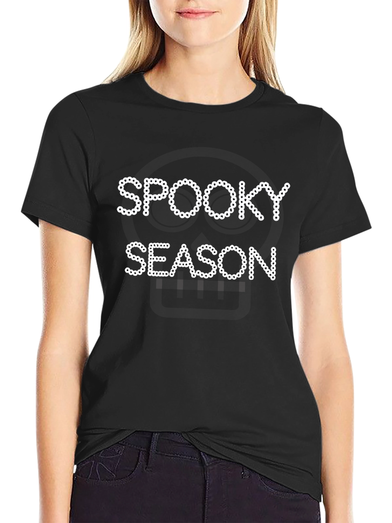 Black Spooky Season Black T-Shirt view 2