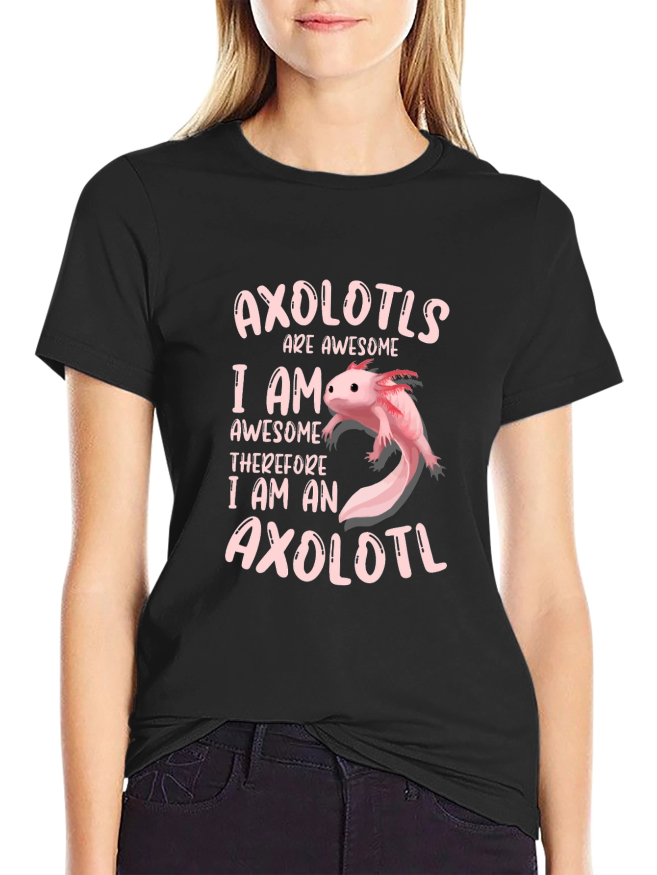 Black Axolotl Awesome T-Shirt view 2