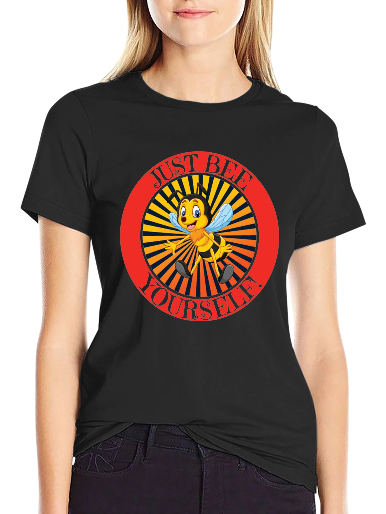 Black Just Bee Yourself Graphic T-Shirt view 2