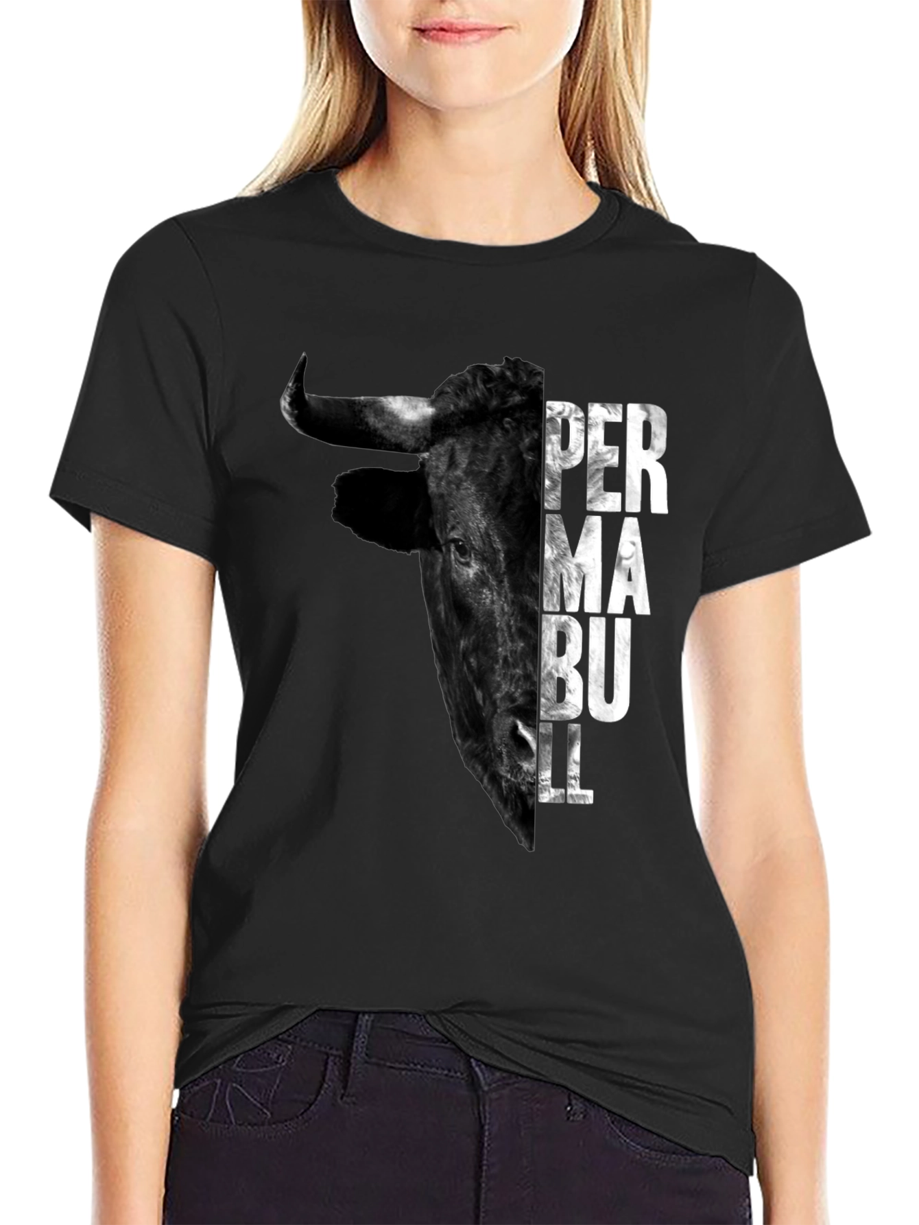 Black Perma Bull Black Graphic T-Shirt view 2